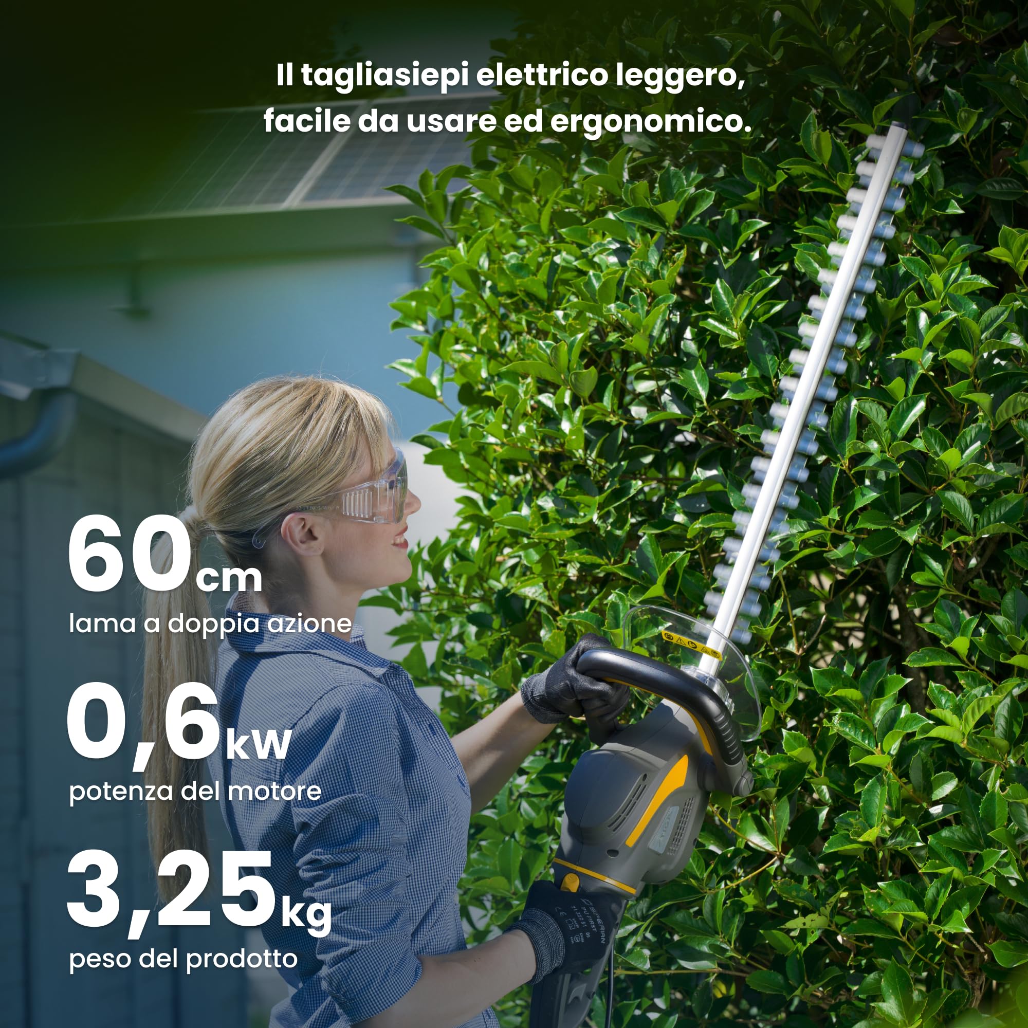 STIGA HT 106c Doppia Lama Tagliasiepi Elettrico, 600 W, Lama 60 cm – Impugnatura Rotante 180° (3 pos.) – Per Siepi Domestiche