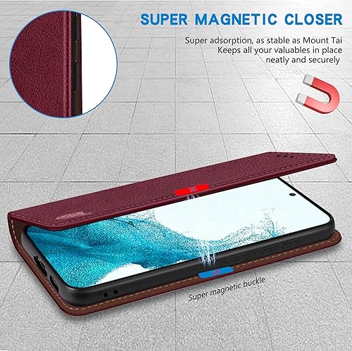 Miniatura 4 de ZZXX Funda tipo cartera para Samsung Galaxy S23 Plus con Bloqueo RFID Ranura para Tarjetas Soporte Magnético Fuerte Cuero Plegable con Tapa Funda