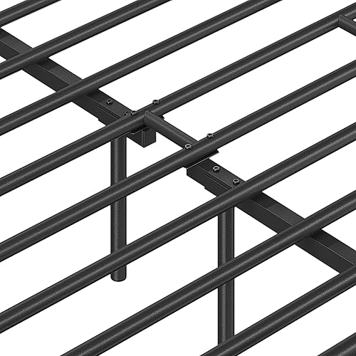 Miniatura 34 de Topeakmart Base de cama matrimonial de metal blanco con cabecero y estribo, base de cama de plataforma matrimonial, resistente, no necesita somier,