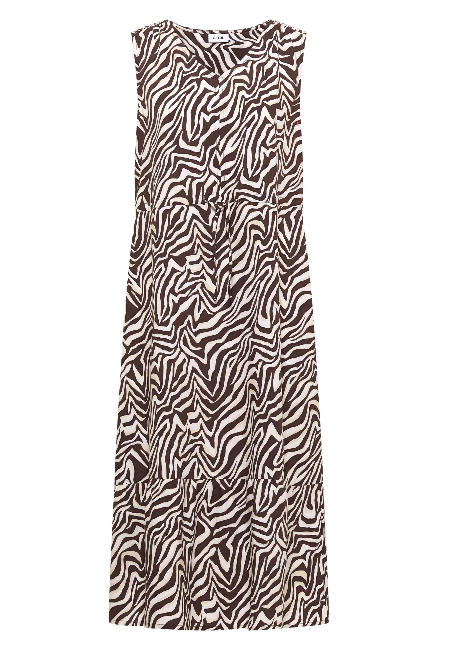Cecil Damen 1409212 Midikleid mit V-Neck und Zebraprint (1er Pack)