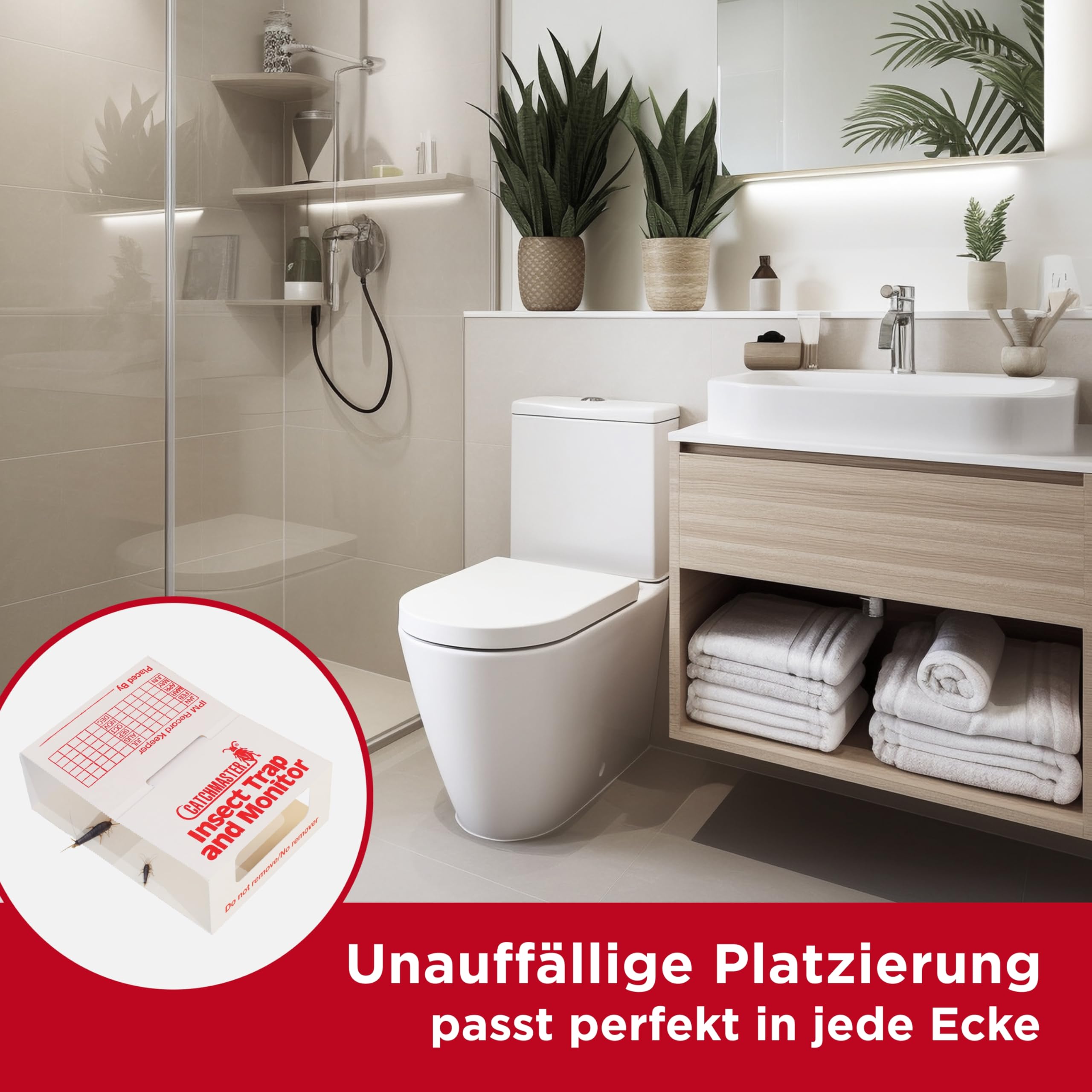 Catchmaster 288i 15x Monitoring-Klebefallen für Silberfische - 100% Giftfrei - Silberfischfalle mit Starkem Kleber - Für Haushalte mit Kindern & Haustieren zur Befallskontrolle - 5 Blätter à 3 Fallen