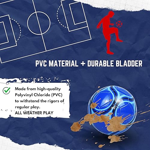 Miniatura 5 de Balón de fútbol, tamaño 5, cubierta duradera, entrenamientopartido. Colores brillantes azulnegro. Alta visibilidad.