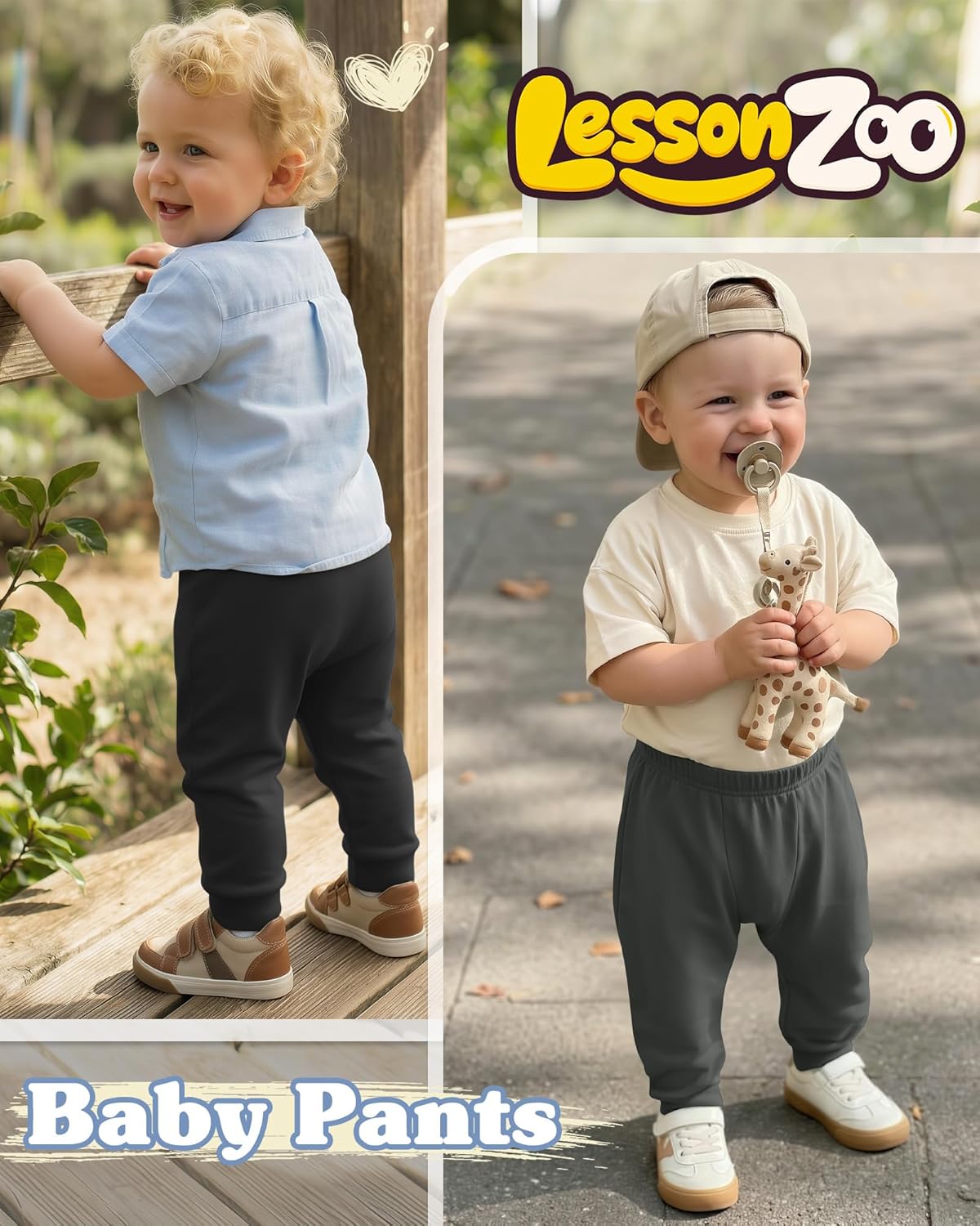 3 Pack Baby and Toddler Boys Girls Pants Elastic Waist Pull On Sweatpants Unisex Infant Jogger Pants for 6M-3T