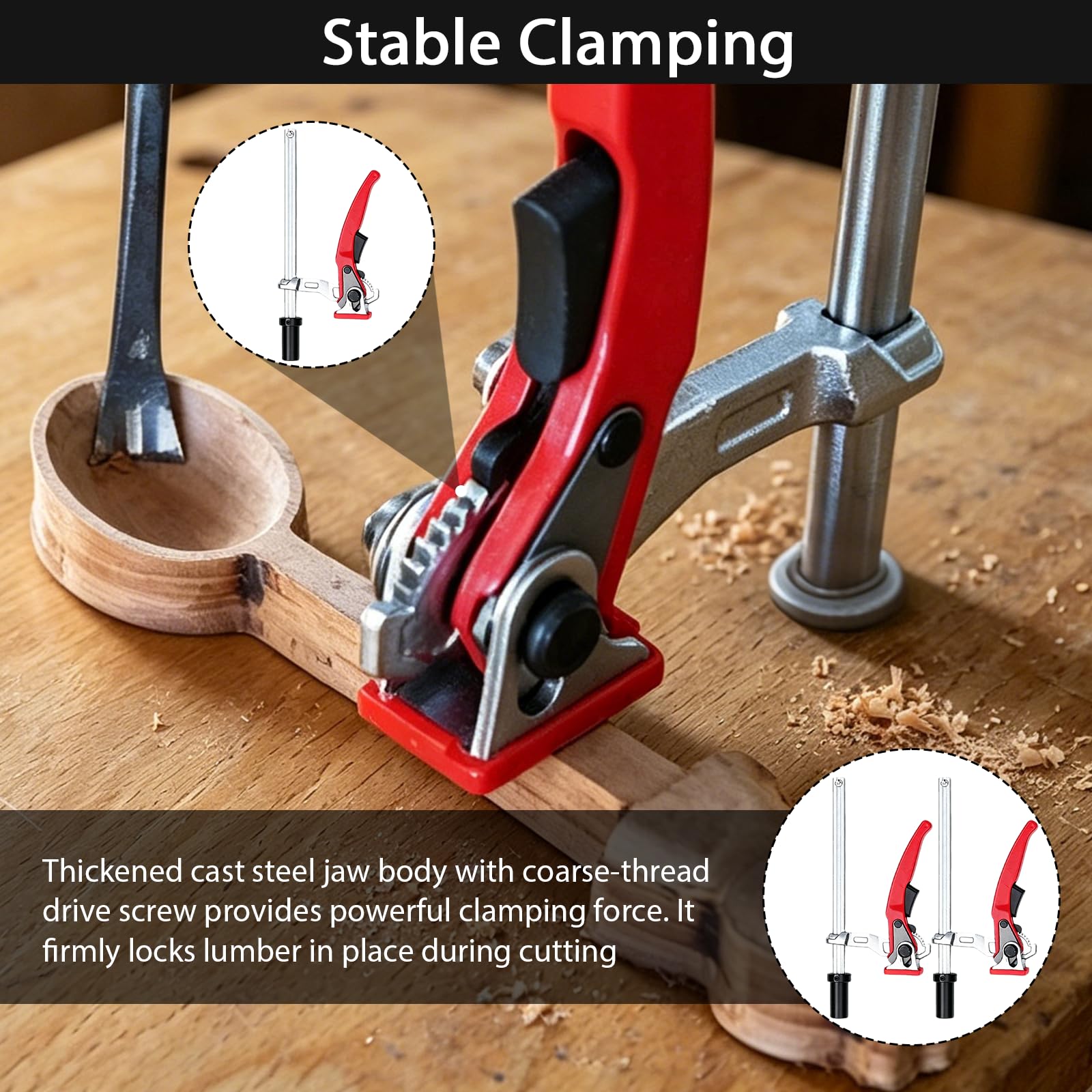 2 Pièces Serre-joint pour Table MFT 20mm, Presseur Rapide à Levier 160x60mm avec Base Prolongée de 40mm, Pince Monomanual pour Établi Bois Table Perforée Outils de Menuiserie Bricolage