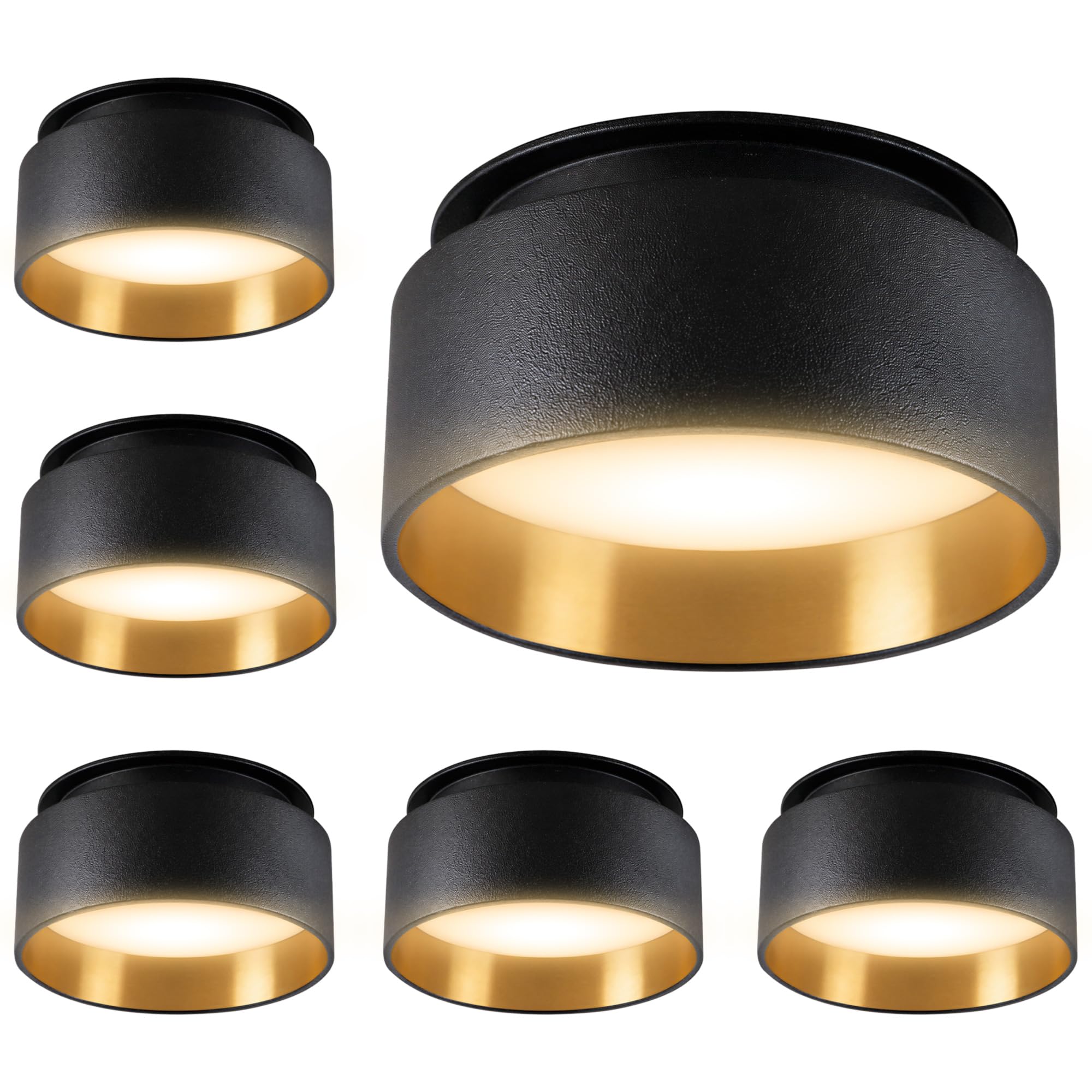 SSC-LUXon 6x Sudara LED Einbauspot weiß gold mit indirektem Licht nach oben - inkl. 2W LED Birne warmweiß 230V - Deckenstrahler für Wohnräume