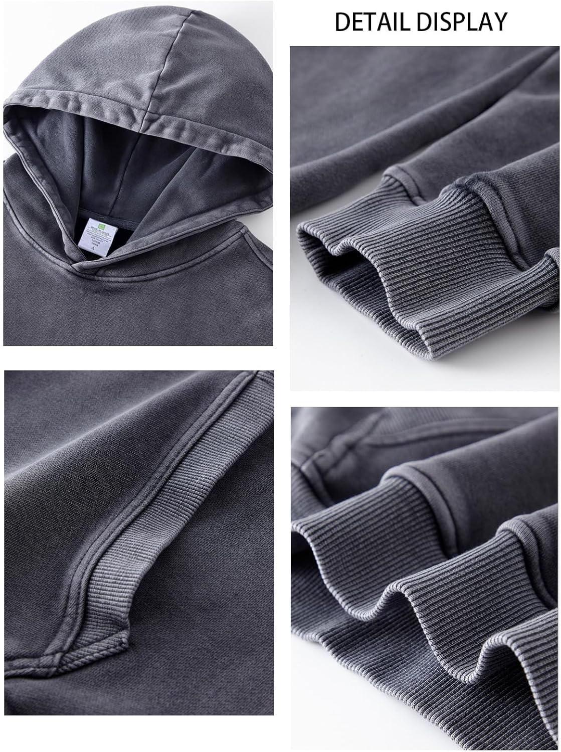 Mens Hoodies Pullover Vintage Hooded Sweatshirt Washed Hoodie Oversized Heavyweight Streetwear Cotton Sweatshirt - Image 6