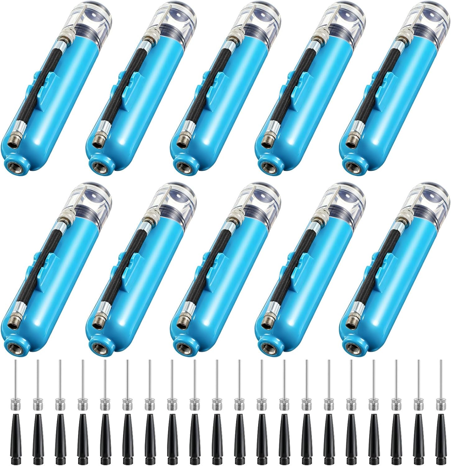 Amylove 10 Pcs Sports Ball Pump Kit, Portable Two-Way Dual Action Air Pump, Inflatable for Basketballs Soccer Balls Volleyballs Professional Hand Inflation Kit with Needles and Flexible Hose