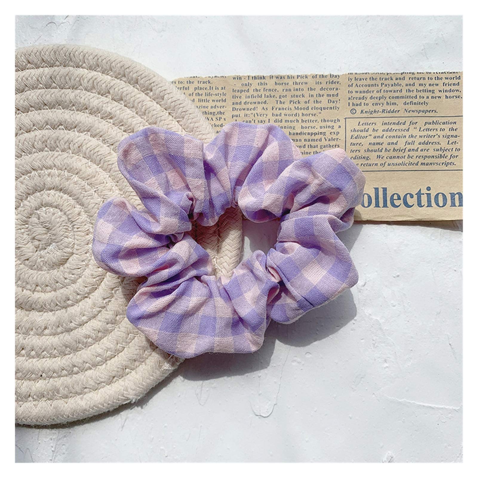 Elastyczna lina Hairband Floral Scrunchies Gumki do włosów Elastyczna opaska w jednolitym kolorze Kobiety Dziewczęta Nakrycia głowy Kucyk Holder Akcesoria do włosów (kolor: czerwony) (czerwony)