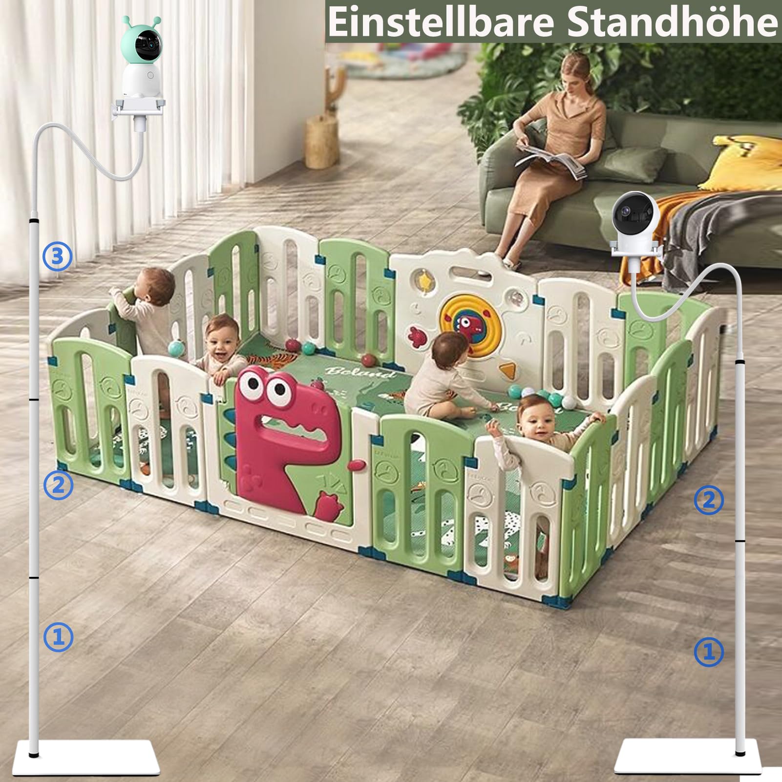 Babyphone Halterung Stand für GHB,Philips Avent SCD923/26,SCD843/26,momcozy,Blemil,HelloBaby,Jeeber,BOIFUN 6T / Kamera Flexible Boden Multifunktions Ständer Babyphone Holder Mount(68.8 inch)