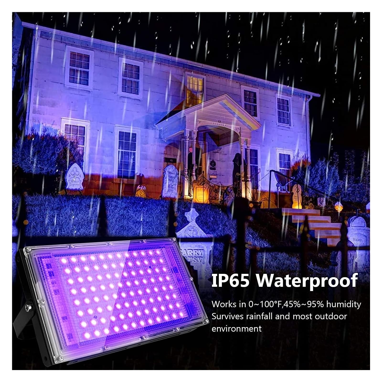 Luz negra LED UV de 100 W, 200 W, IP65, resistente al agua, for escenarios, fiestas, bailes, DJ, discotecas, bares, pinturas corporales, carteles fluorescentes Recinto de curado DIY(Silver_200W 220V)