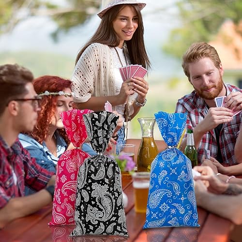Miniatura 5 de Yeaqee 100 bolsas de golosinas del oeste, bandana de caramelo de vaquero, celofán, bolsas de regalo con lazos, decoraciones para fiestas de