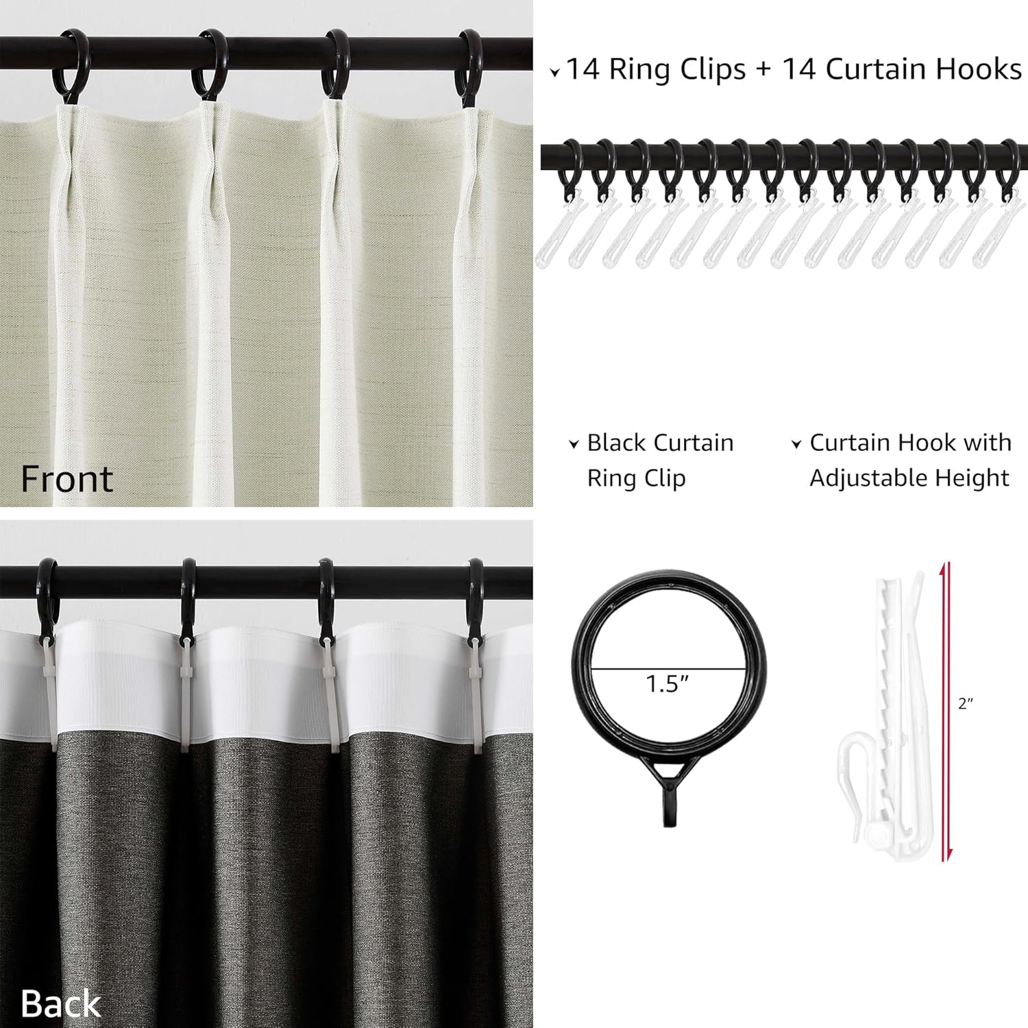 Treatmentex Natural Beige Pinch Pleated Blackout Curtains for Living Room, 95% Light Blocking Linen Textured Look Pleated Drapes with Hooks and Rings for Bedroom (40" Wx84 L, 2 Panels, Moon Grey)