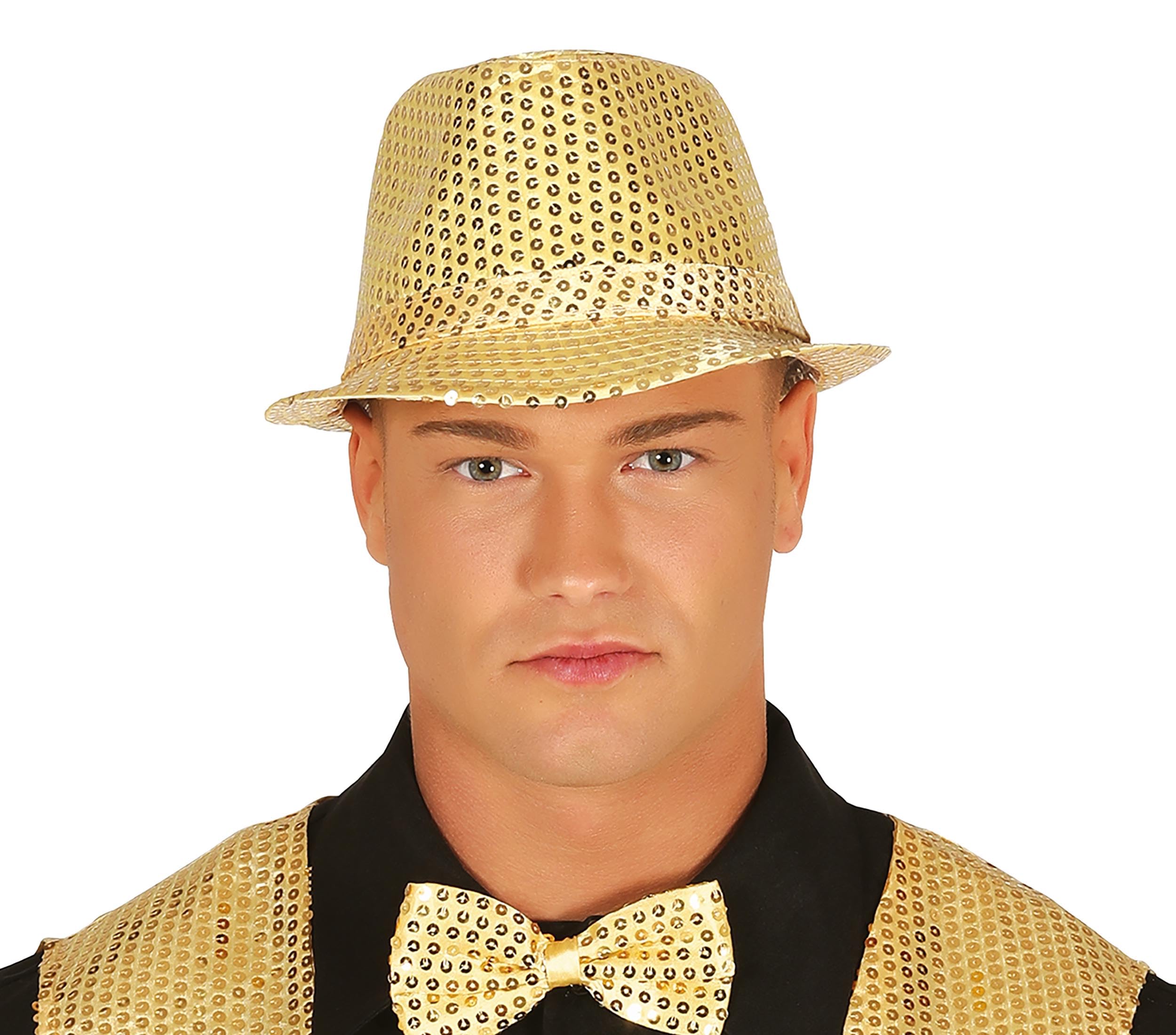 FIESTAS GUIRCA GORRO GANGSTER LENTEJUELAS ORO