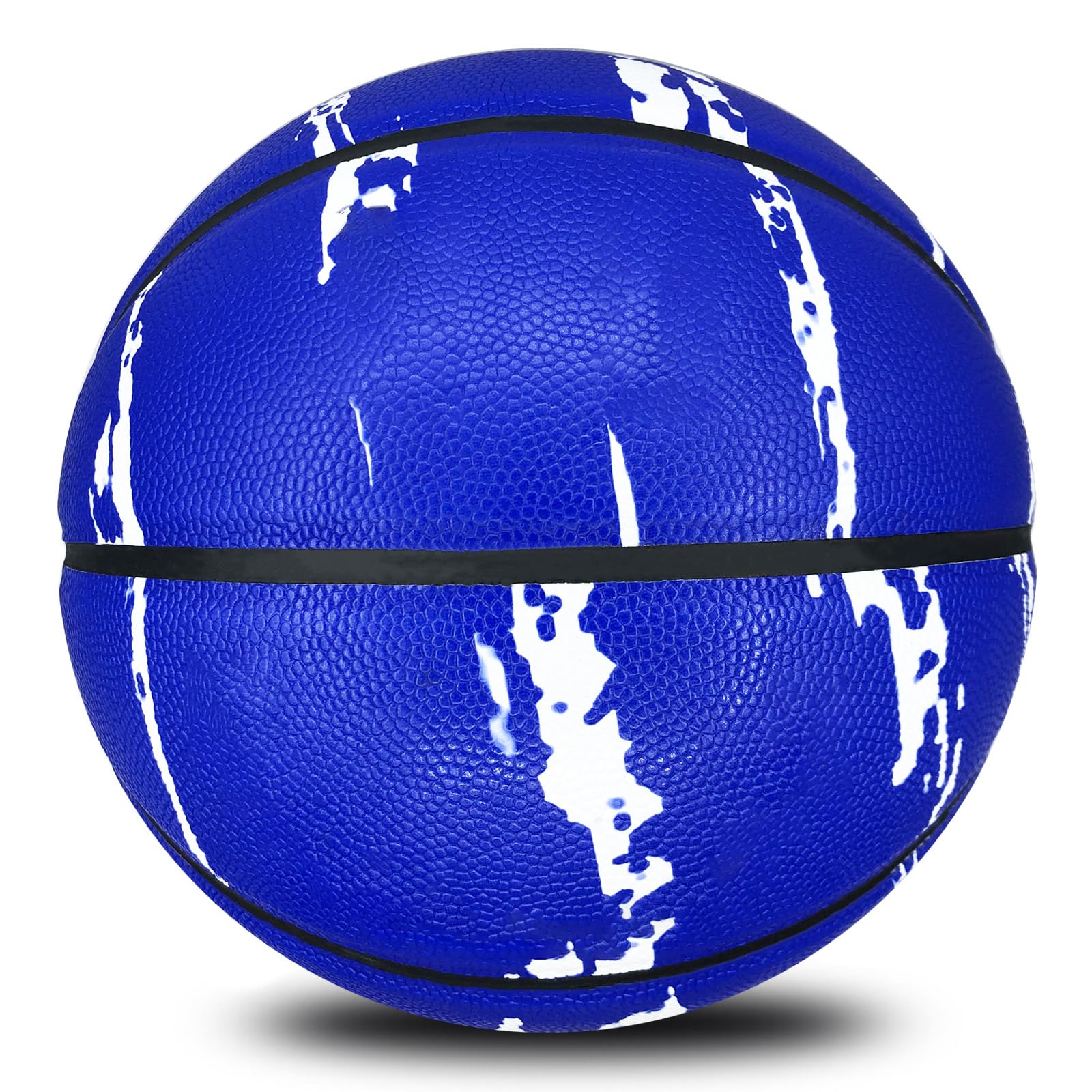 MINDCOLLISION 5/6/7 smile basketball, PU soft leather basketball, good dribbling and shooting, birthday, suitable for indoor and outdoor play,blue graffiti,No. 7