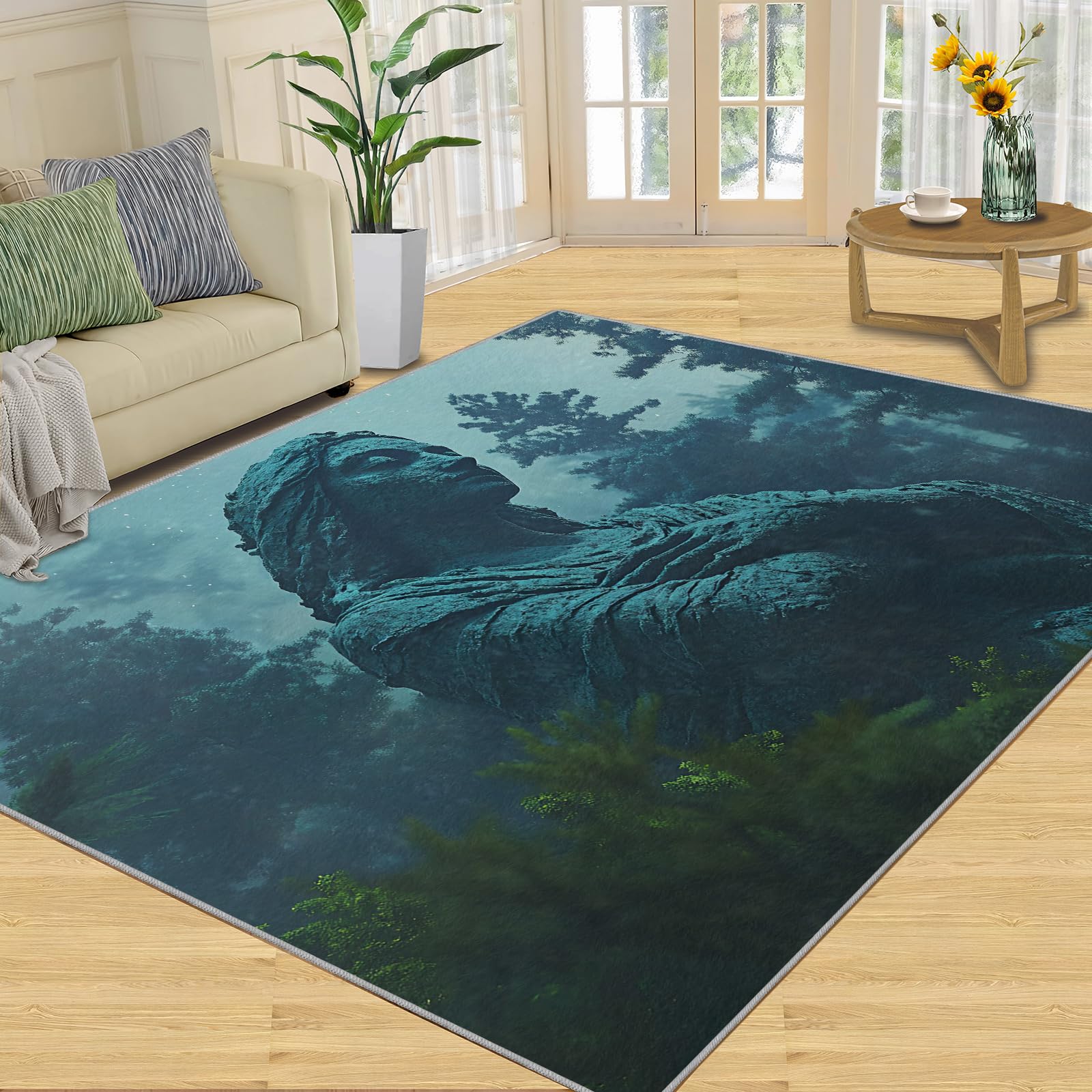 Tapis sculpté antidérapant et lavable grand format pour salon