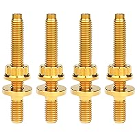 Vista 23 de Tornillo de titanio M8/M10x45 54 55 2.559 in paso 1.25 kit de pernos colector de escape automotriz tornillos, tuercas y arandelas kit de 4 piezas Oro