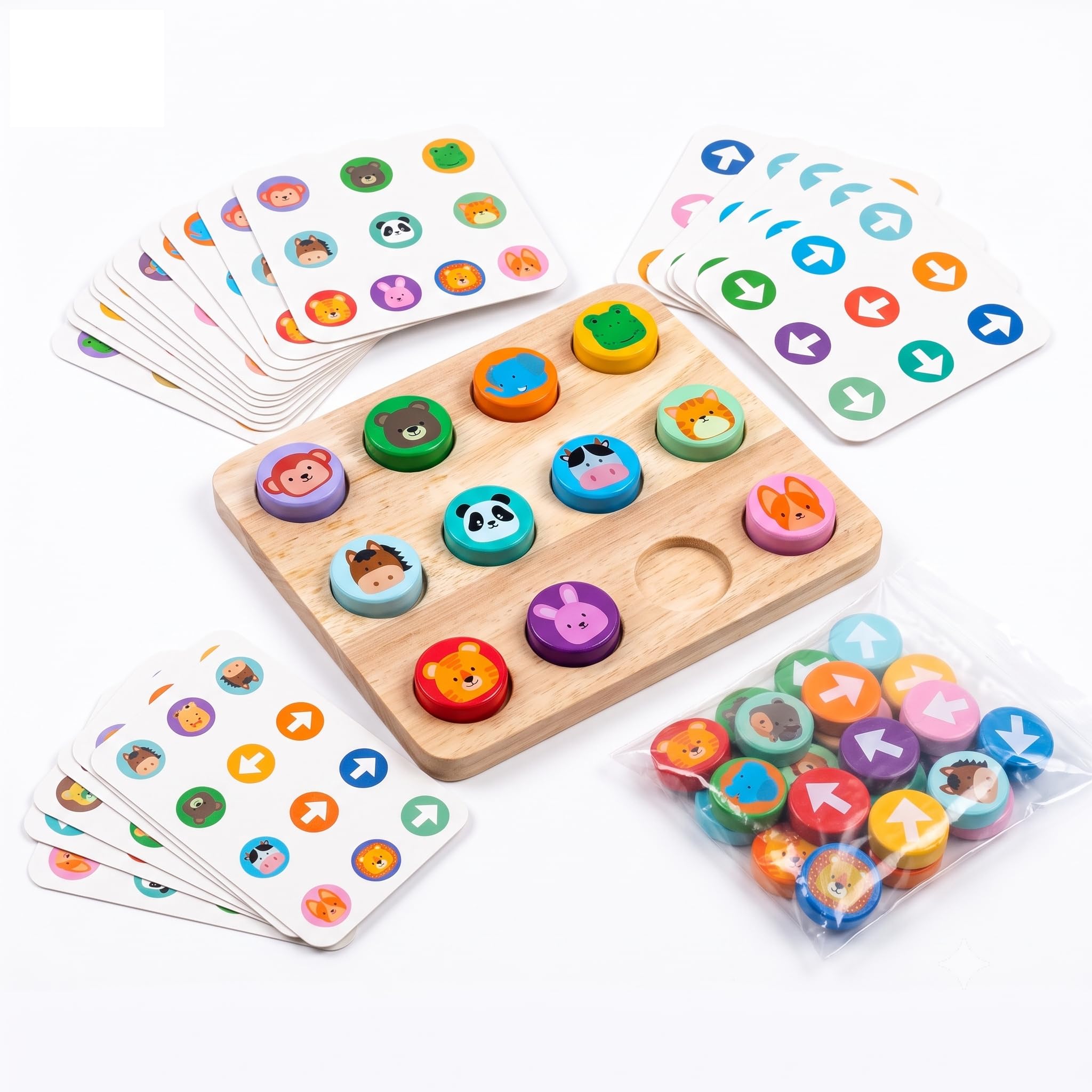 PLUSPOINT Wooden Pattern Matching Puzzle Game | Animal & Direction Matching Board with Challenge Cards | Montessori Memory & Logic Educational Toy for Kids Age 3+-image-17