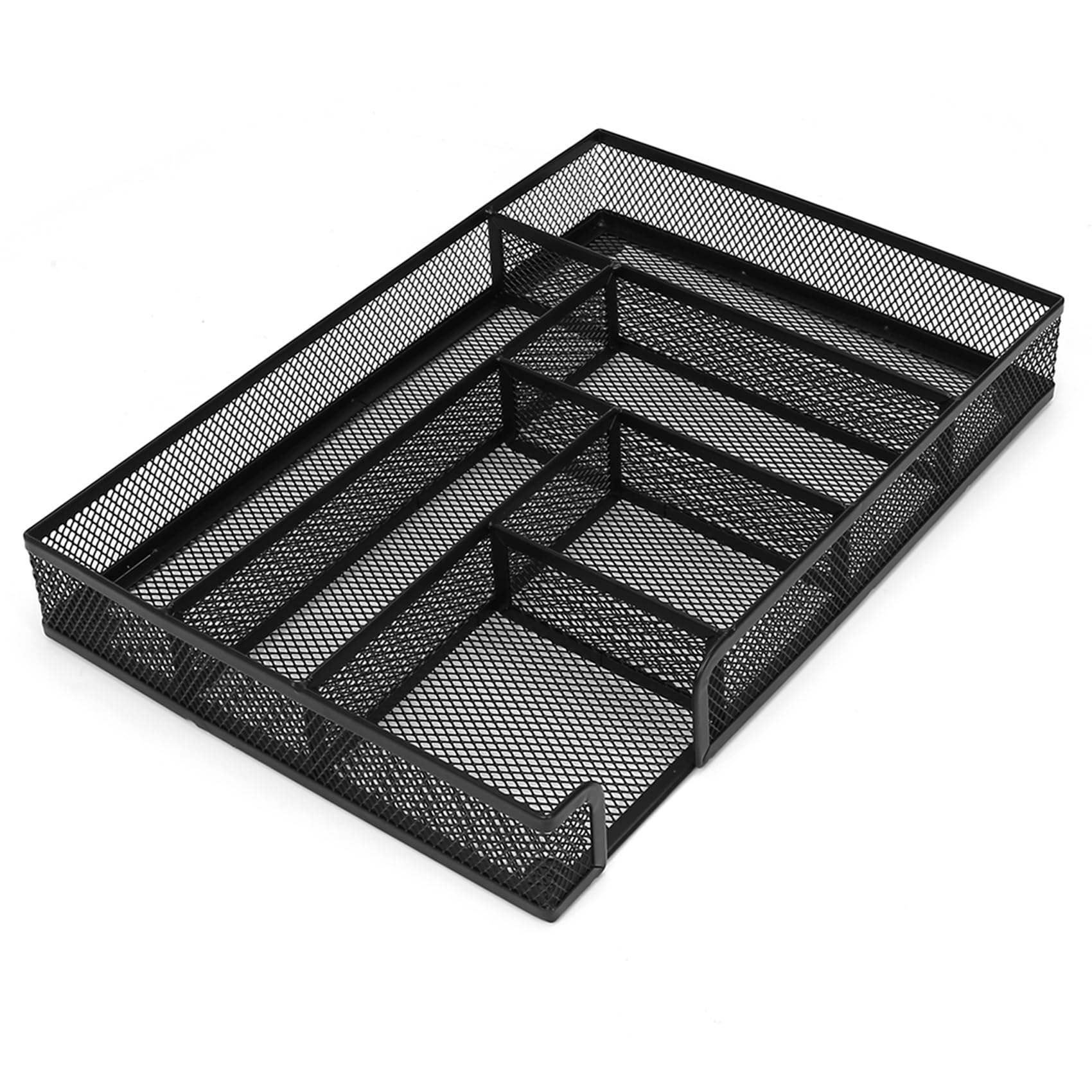 EsOfficce Desk Drawer Organizer Tray,Metal Mesh Drawer, 6 Grid Stepped Pen Organizer for Desk Drawer Tray,Multi-use Desk Organizer for Office,Home, School Supplies, 12.59 * 8.66 * 1.77inch