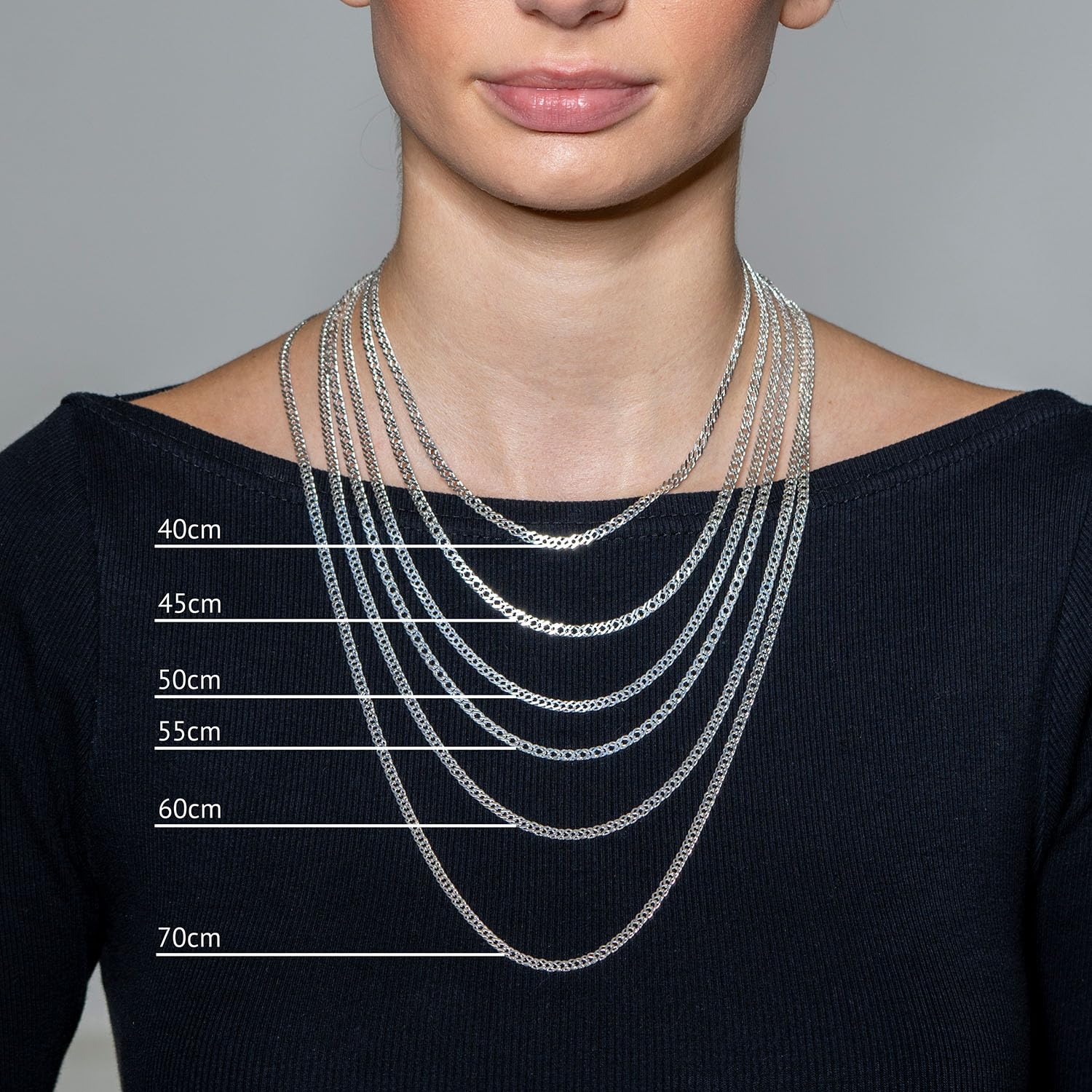 MATERIA by Matthias Wagner Zwillings-Panzerkette Damen 925 Silber 3,9mm flach in 40-70 cm K128 | Breite Silberkette aus rhodiniertem 925 Sterling Silber in 40-70cm massiv Made in Germany von MATERIA by Matthias Wagner
