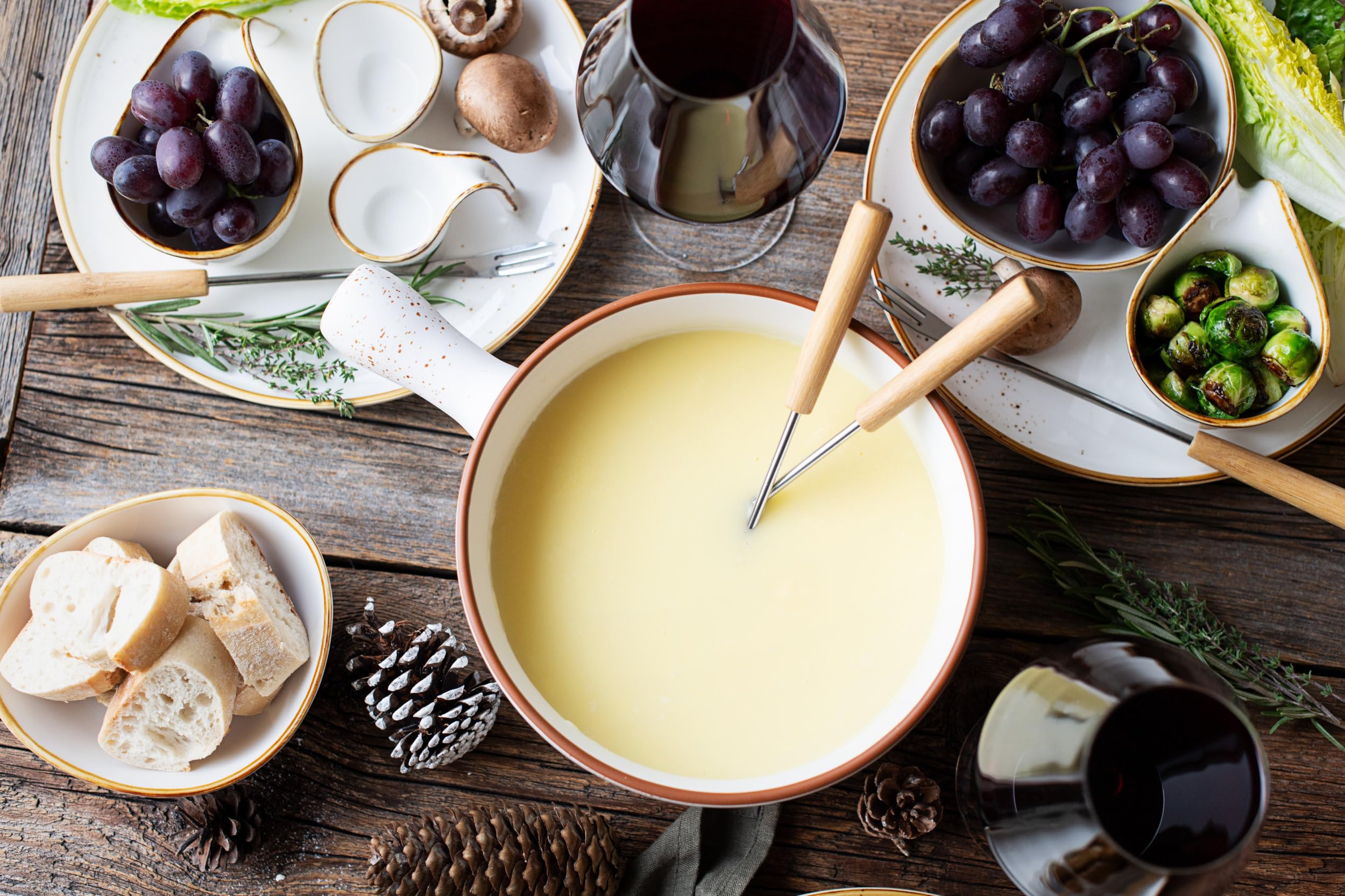 MÄSER, Série Pintar Service à fondue au fromage pour 6 personnes, style vintage, grès, marron