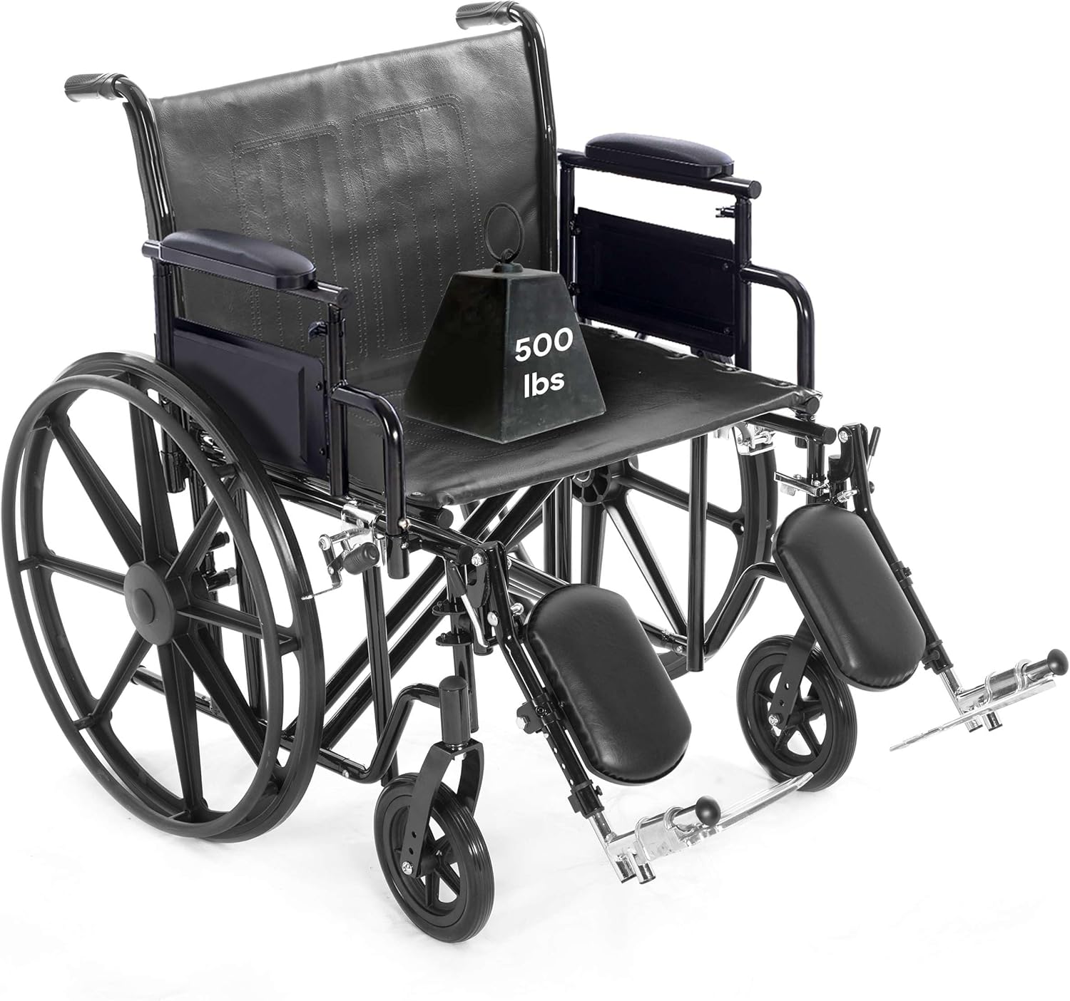 26" Heavy Duty Bariatric Wheelchair for Adults - Removable Desk Arms and Elevated Leg Rests - 700LB Capacity - Nylon Seat - Adjustable Standard and Hemi Height - Black K7 26" Seat Width Desk Arms