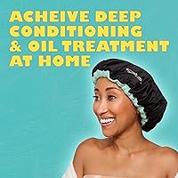 Vista 2 de Tapa térmica para acondicionamiento profundo y tratamientos de aceite – Tapa térmica inalámbrica para microondas para cabello natural, rizado