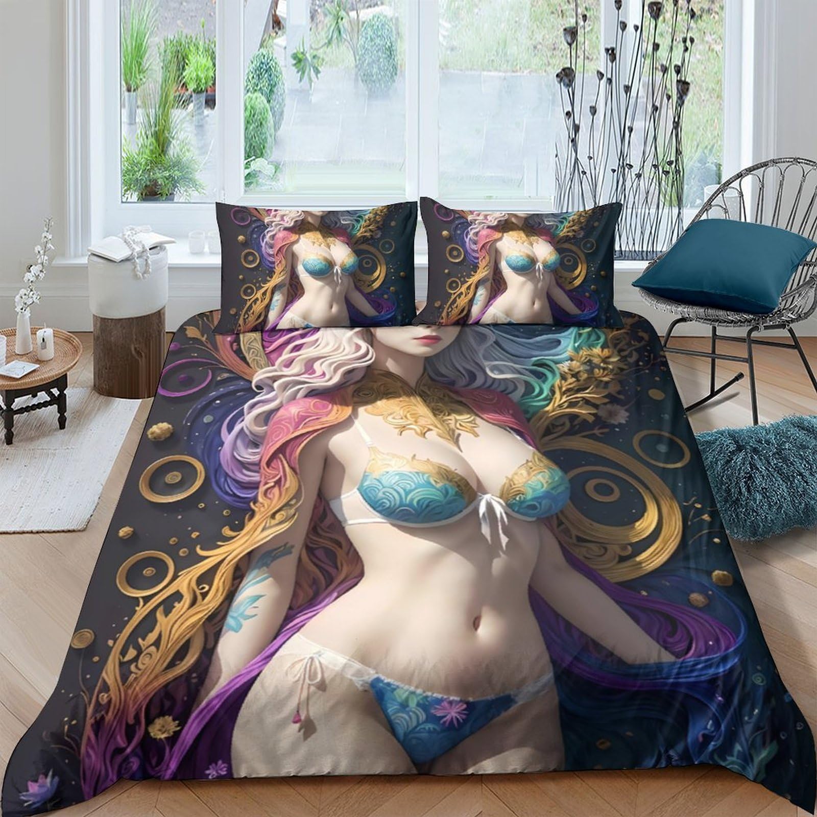 Ctjqhvkz Style-10 3D Printed Fantasy Goddess Fitted Sheet Microfiber Soft Breathable Art Bed Cover For Bedroom Dorm Mattress Protection Decor Single（135X200cm）
