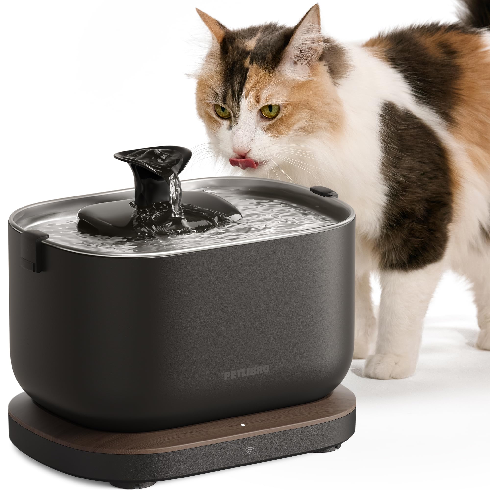 PETLIBRO 고양이 분수 스테인리스 스틸 트레이, 앱 모니터링 고양이 분수 실내, 2.5L/84온스 도크스트림 반려동물 분수, 음료를 위한 고양이 분수, 2.4G Wi-Fi 고양이 물 디스펜서 BPA 프리