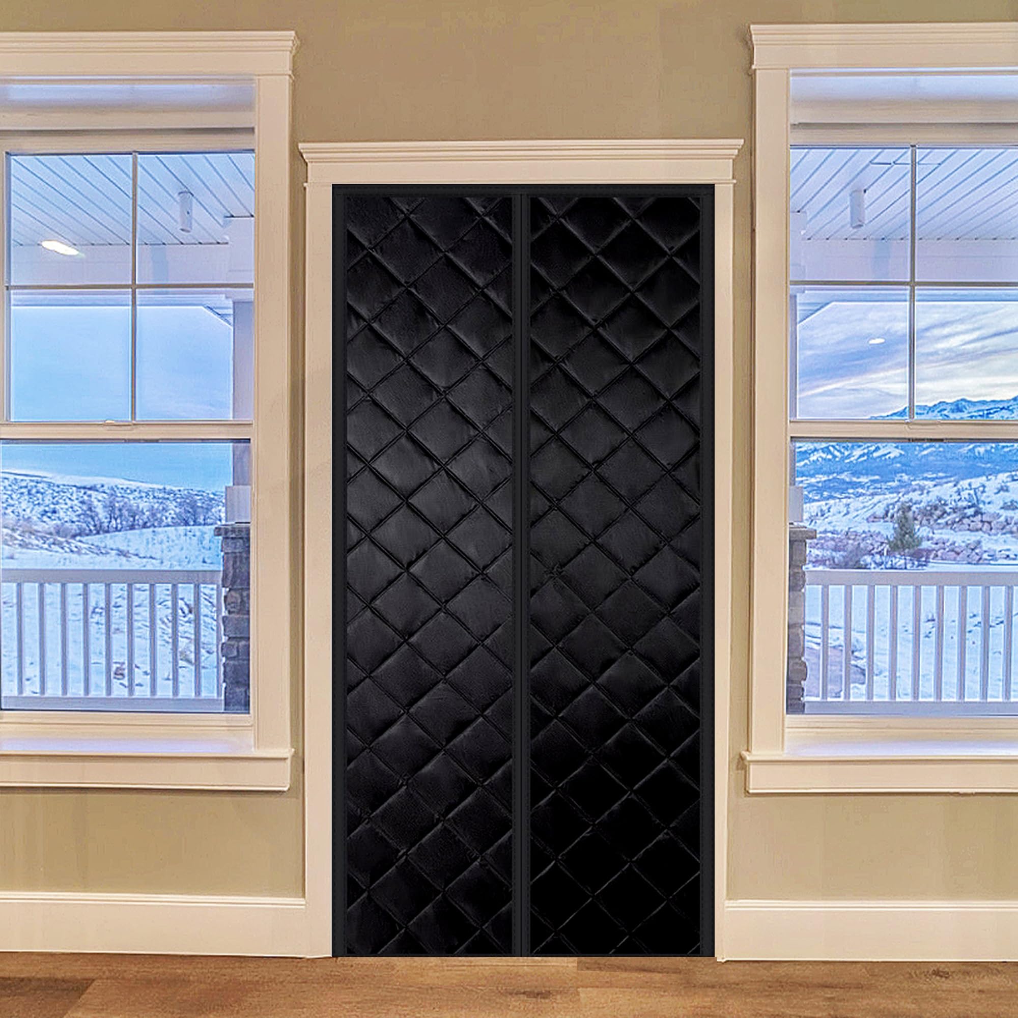 Cortinas termicas aislantes, 110x270cm Aislante Termico Puerta imanes Cortina de Puerta Cortinas térmicas aislantes Ruido Aislamiento para Dormitorio Cocina(Negra)