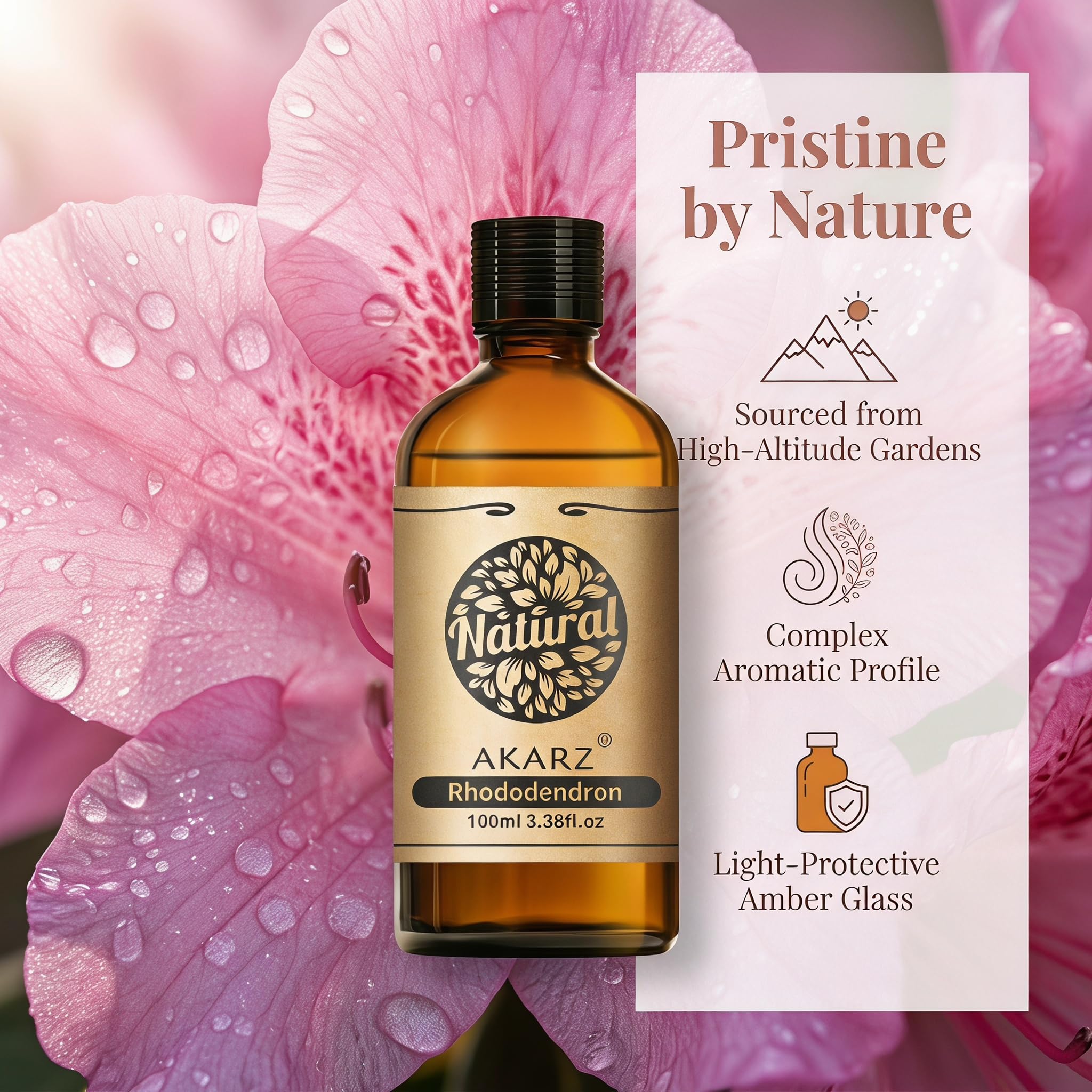 AKARZ 100ml Olejek esencjny z Rododendronu - Naturalny olejek aromatyczny do dyfuzorów, lamp aromatycznych i aromatów pomieszczeń