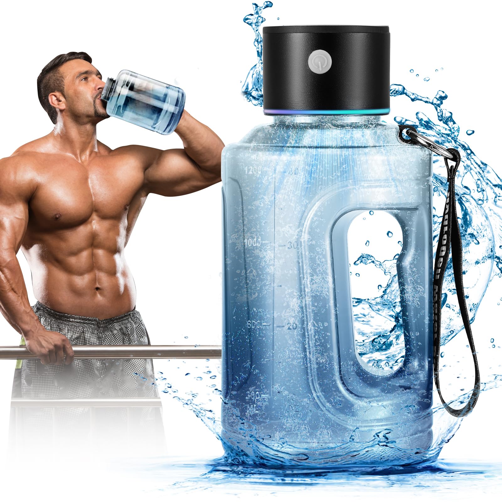 Wasserstoff Wasserflasche, 1500 ML Wasserstoff Flasche Tragbare Hydrogen Water Bottle USB Wiederaufladbar Generator Wassergenerator für Reisen Fitness Studio zu Hause