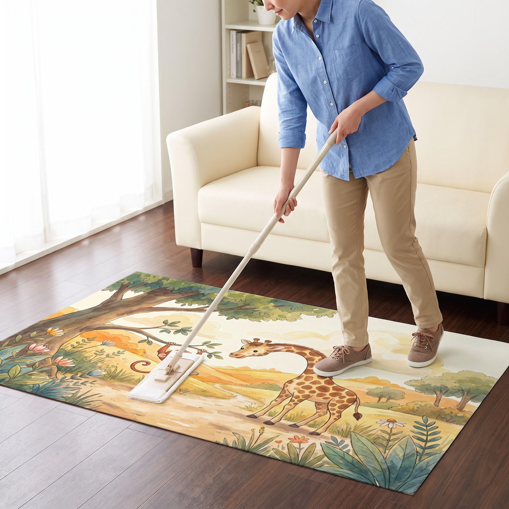 Jaune Chaud Animaux des Prairiespaillasson Durable Et Antidérapant Retient L’Eau Et Les Saletés Facile À Nettoyerpaillasson Interieur80 X 120 Cm Tapis D'Entrée Antidérapant