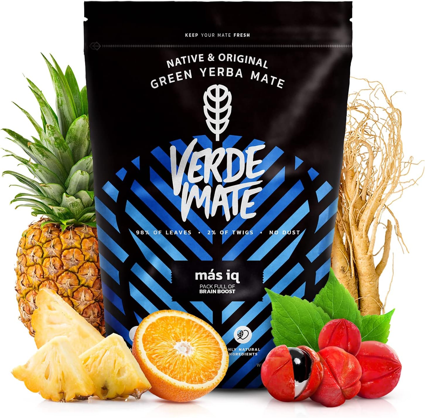 Verde Mate Green Mas IQ 0.5kg | Aromatic yerba mate with herbs and fruits | Mate tea | Mild taste | Natural caffeine | Yerba mate tea from Brazil | Air-dried green yerba mate | 500g