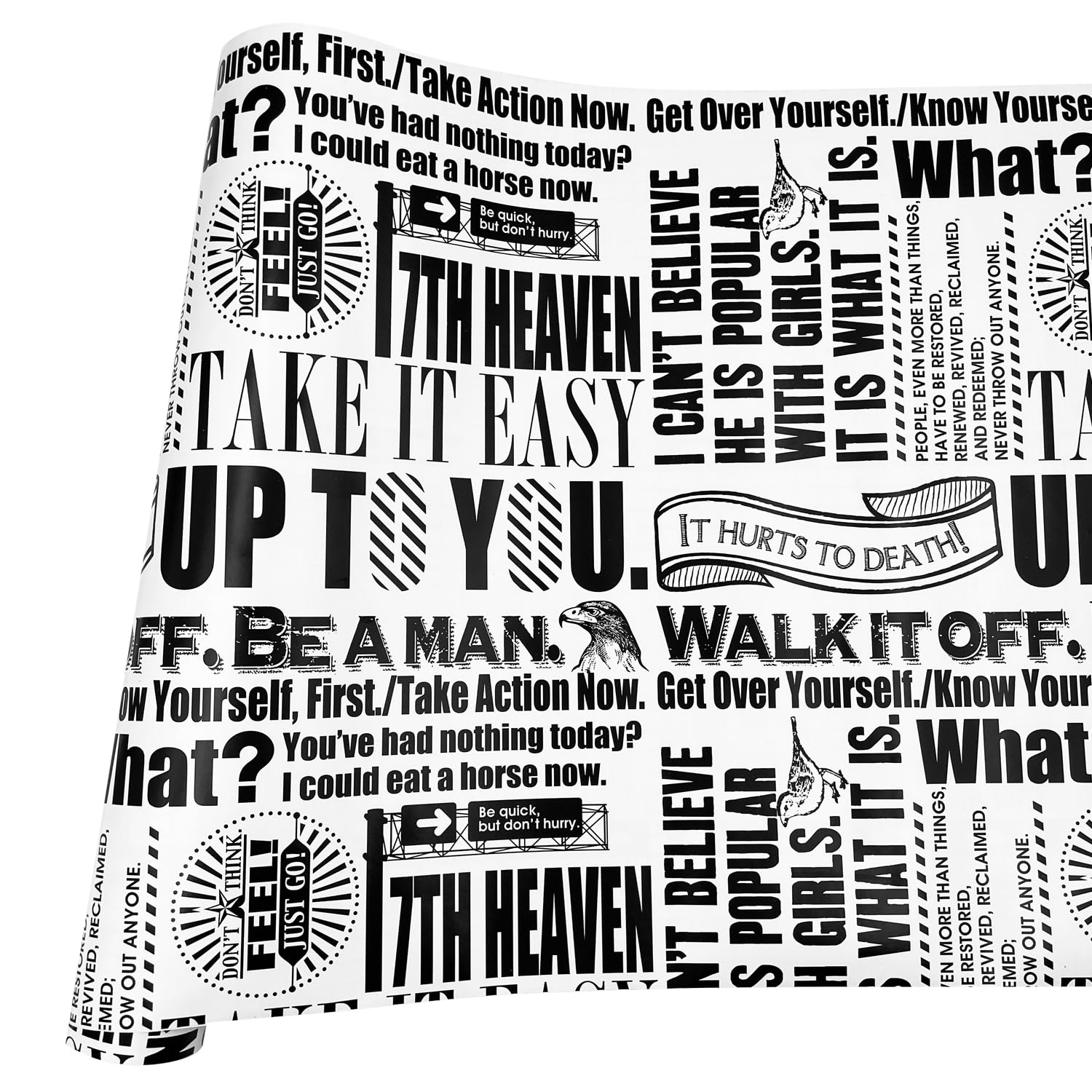 Yifely Vintage Black White Newspaper Furniture Decor Paper Self-Adhesive Shelf Drawer Liner Bookcase Sticker 17.7 Inch by 9.8 Feet