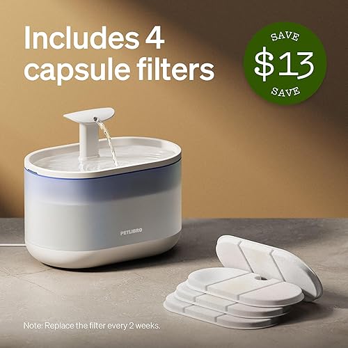 Vista 7 de PETLIBRO - Fuente de agua de 71 fl oz/2.1 L para gatos y perros, ultra silenciosa, sin BPA, dos modos de caudal y nivel de agua visible, cuenco