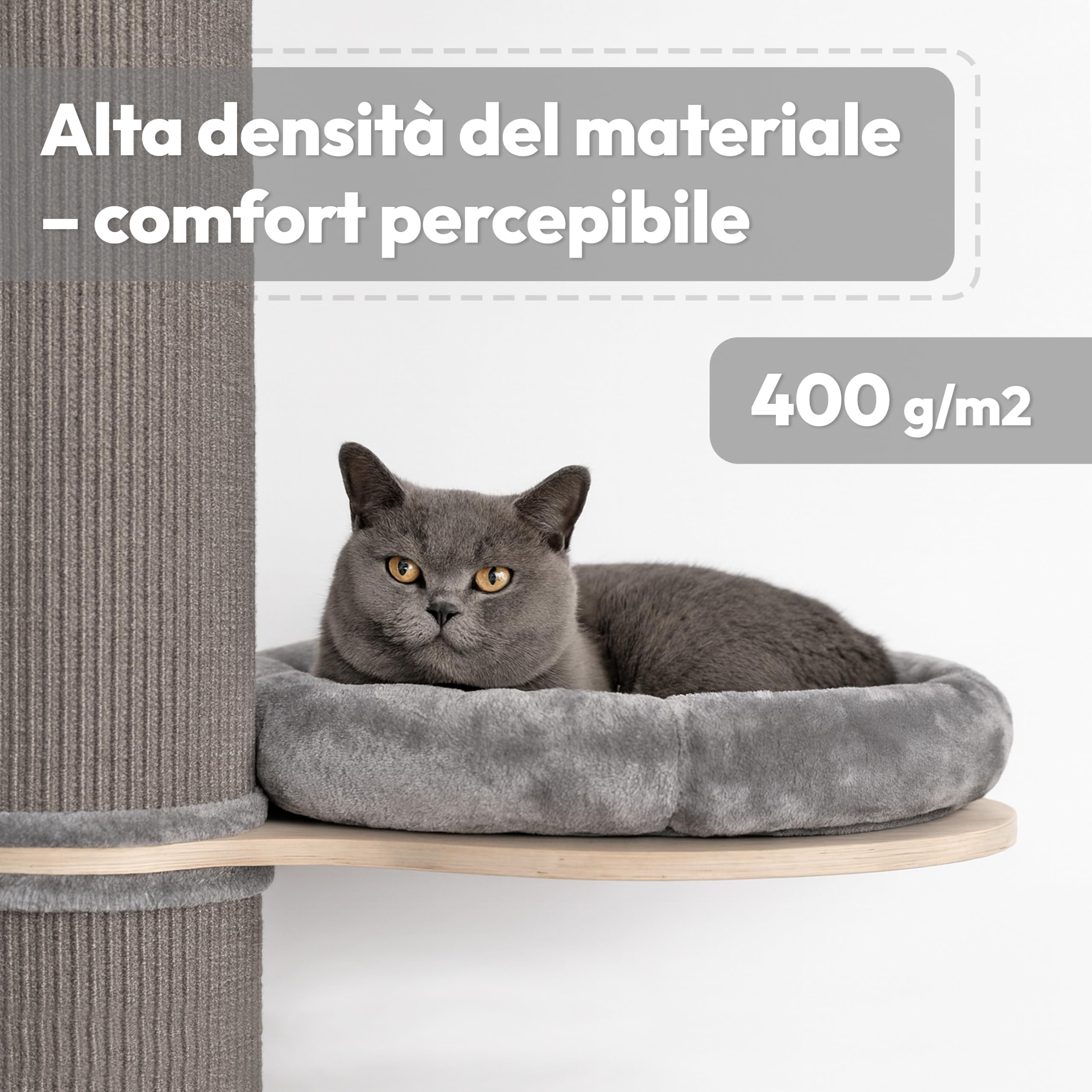 Tiragraffi per Gatti Adulti XXL 185 cm, Tappeto Premium, Grigio