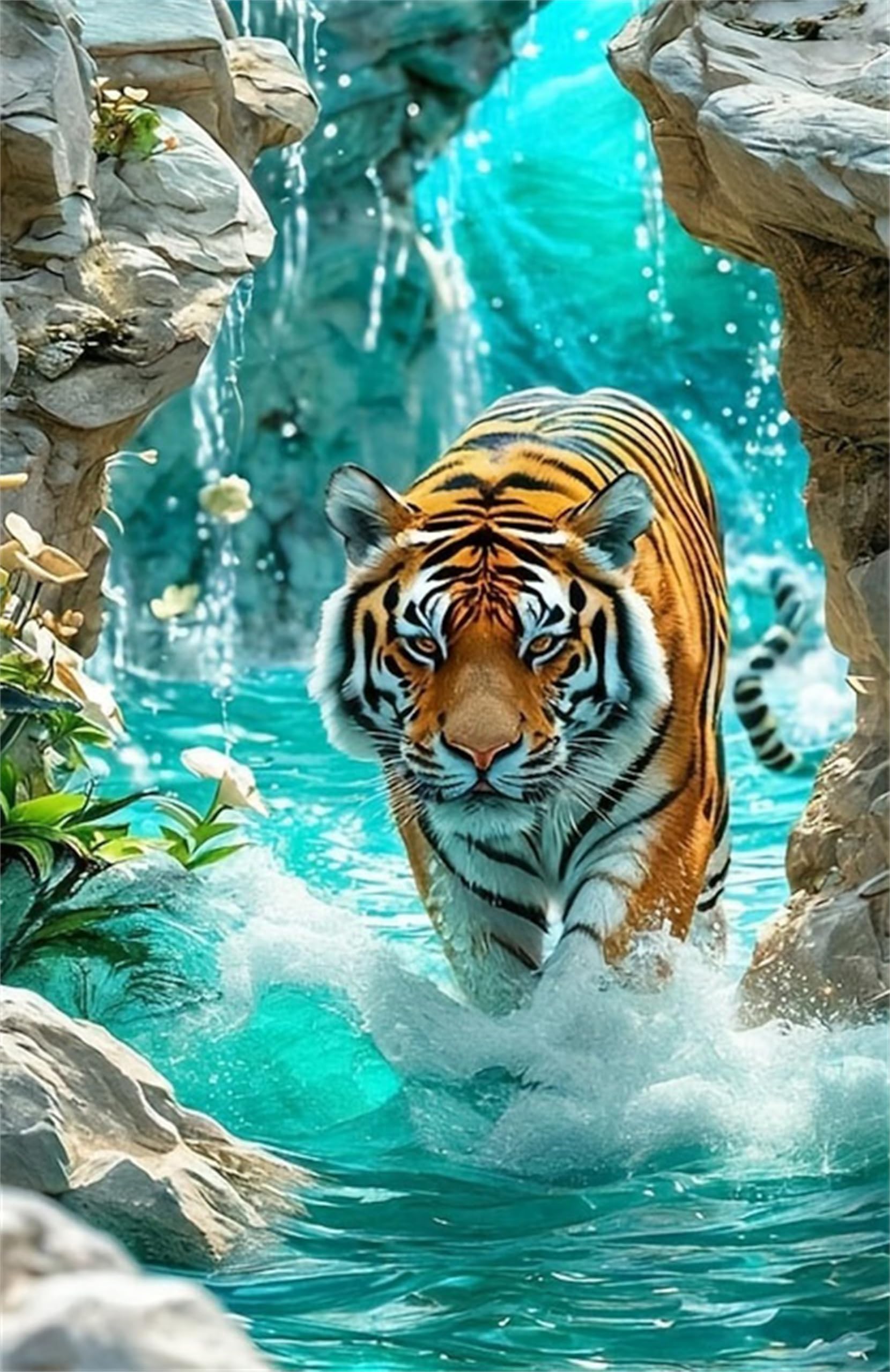 SDAFUS.. DIY Animal Paint by Number for Adults,Tiger Painting Kits for Adult,Color by Numbers,Paint by Number Canvas Crafts Watercolor for Beginner Room Decor (Tiger)