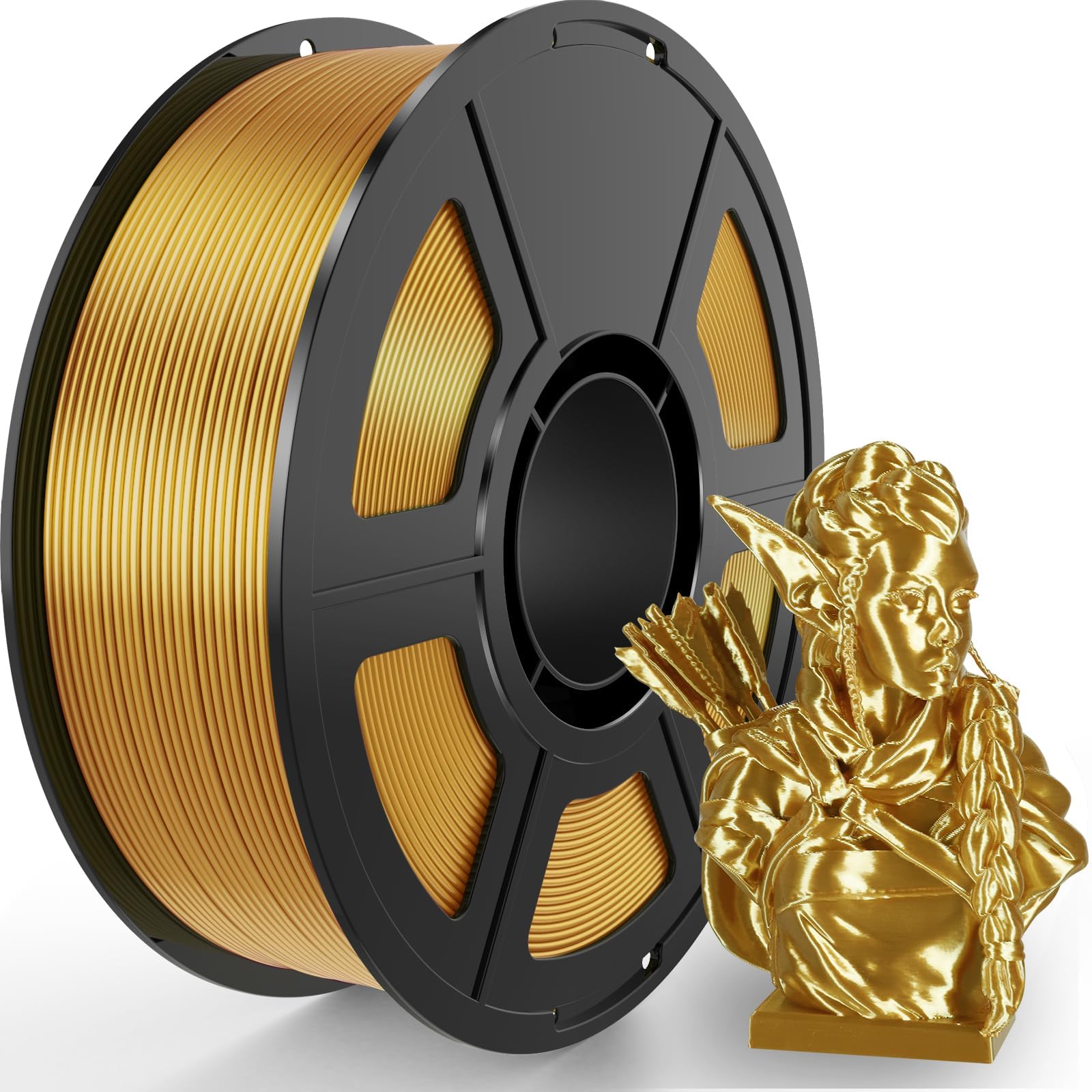 Gold Silk Pla Filament 1.75mm 1kg,High Precision Dimensional Accuracy +/- 0.03mm,High Strength and Tangle-Free 3D Printing Materials for Most FDM 3D Printers (2.2lbs)
