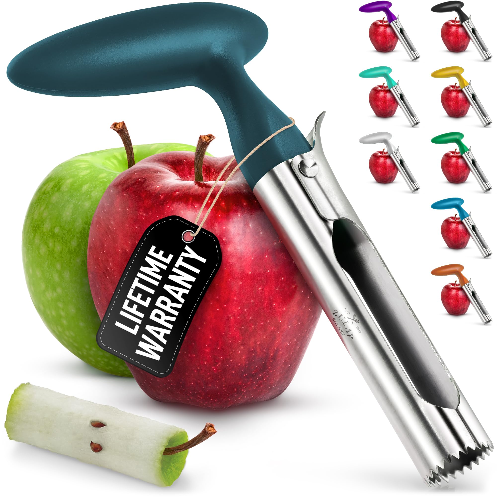 Premium Apple Corer Tool - Ultra Sharp, Stainless Steel, Serrated Blades for Easy Coring - Easy to Use & Clean, Durable Apple Corer Remover for Baking Apples & More - Dark Teal