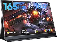 Monitor de Jogos Portátil de 165 Hz, Monitor de Laptop de 16 '1920X1200 500 Nits, Segundo Monitor de Computador com Alto-Falantes, Monitor de Viagem de Tela Dupla para Pc Phone Ps5/4 Xbox S