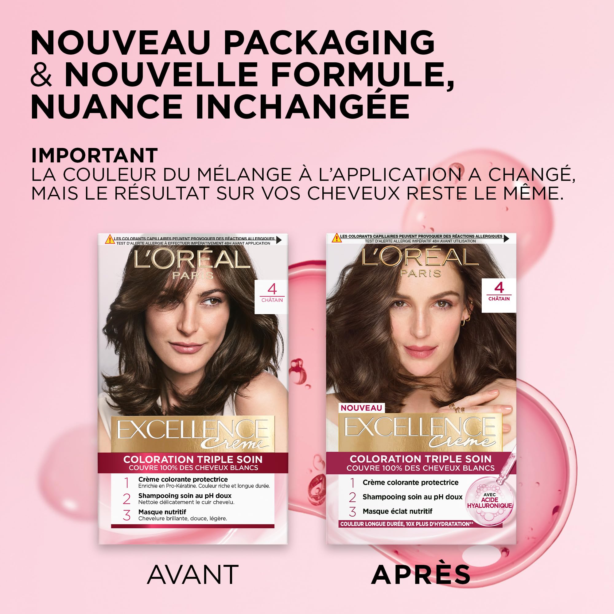 L’ORÉAL PARIS - Coloration Cheveux Permanente Triple Soin - Couvre 100% des Cheveux Blancs - Excellence Crème - Nuance : Châtain Clair Doré (5.3)