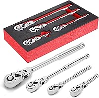 Vista 12 de Mango de trinquete de accionamiento de 1/2 pulgada, trinquete de cabeza flexible de 1/2 trinquete de mango largo, trinquete de cabeza giratoria