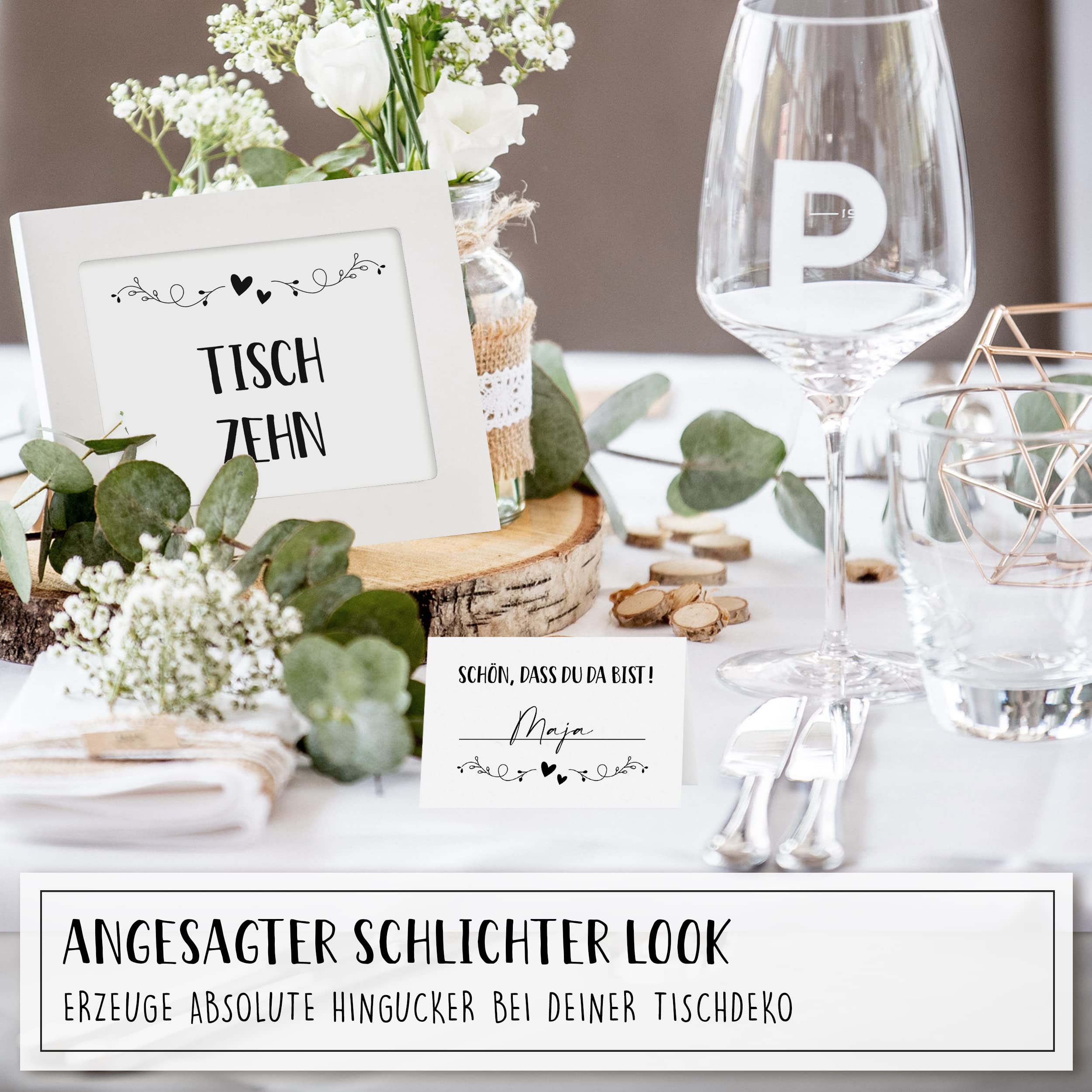 Set 100 Segnaposto Per Matrimonio Con Scritta 'Schön Dass Du Da Bist' – Formato A7, Bianchi, Eco-Friendly