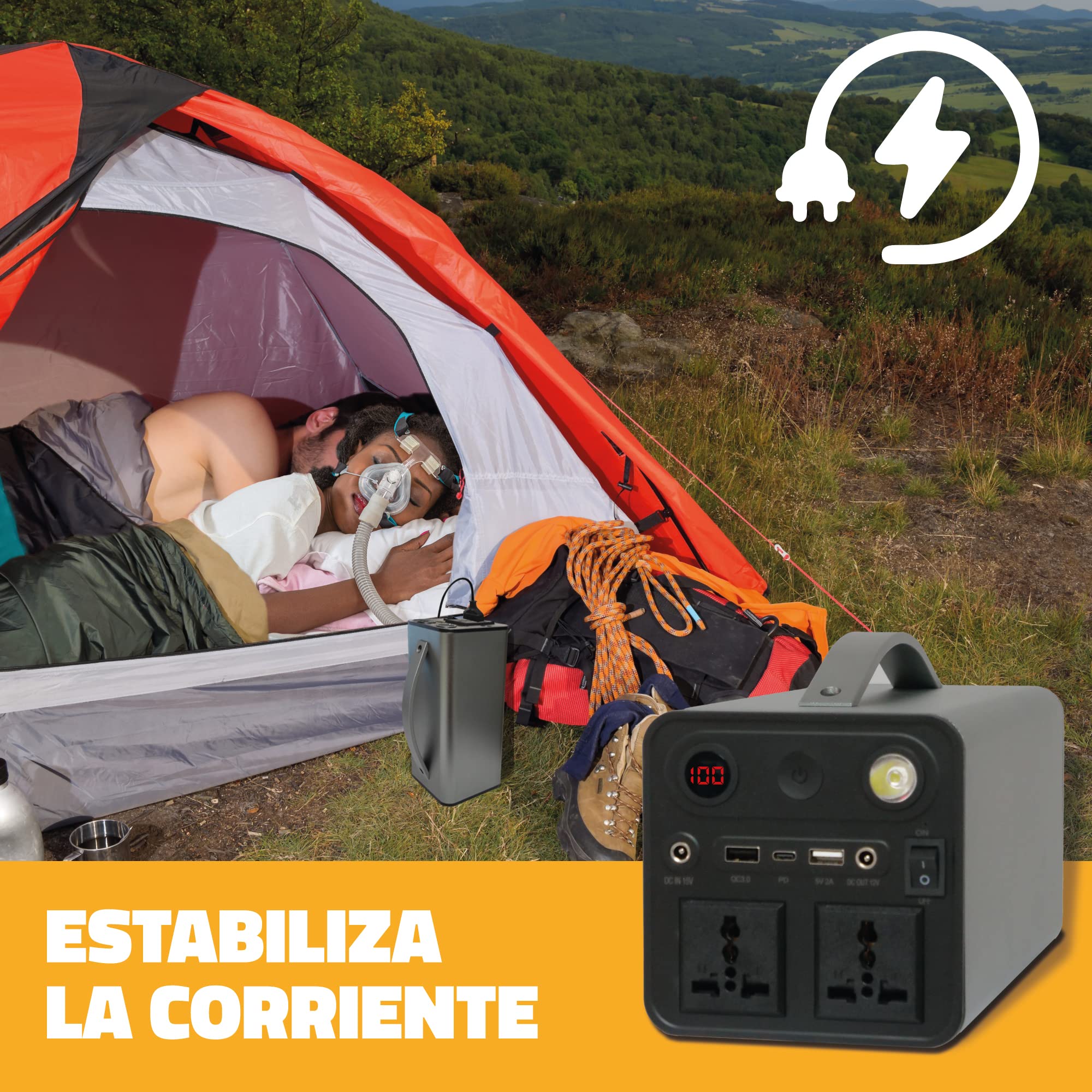 Generador Solar Portátil, AC/DC/USB, Batería de Litio, Larga duración, Cargador, Acumulador, Almacenamiento Suministro de Energía para Emergencia, Viaje, Estación de energía (298Wh)