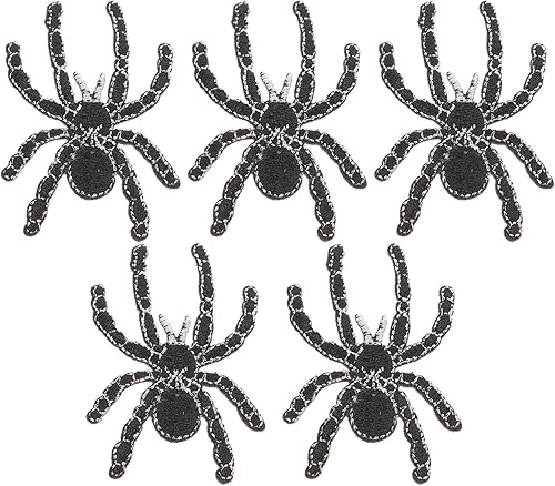 Parche de araña, 5 piezas de parches bordados de araña, parches bordados de araña, apliques de tela de Halloween, insignia de costura para