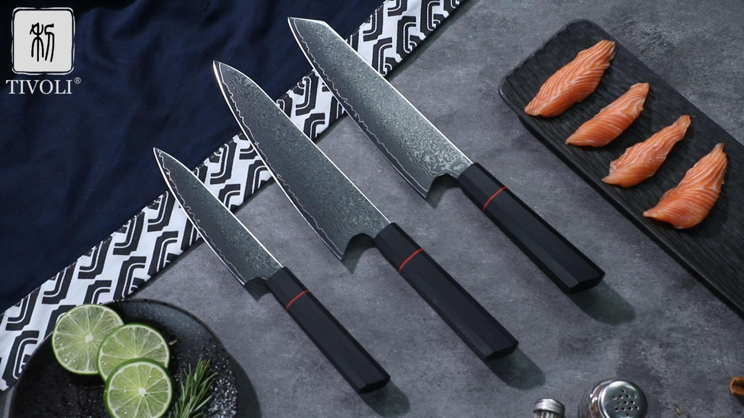 Amazon.com: TIVOLI Damascus Knife Set 3PCS, Japanese Kitchen Knife