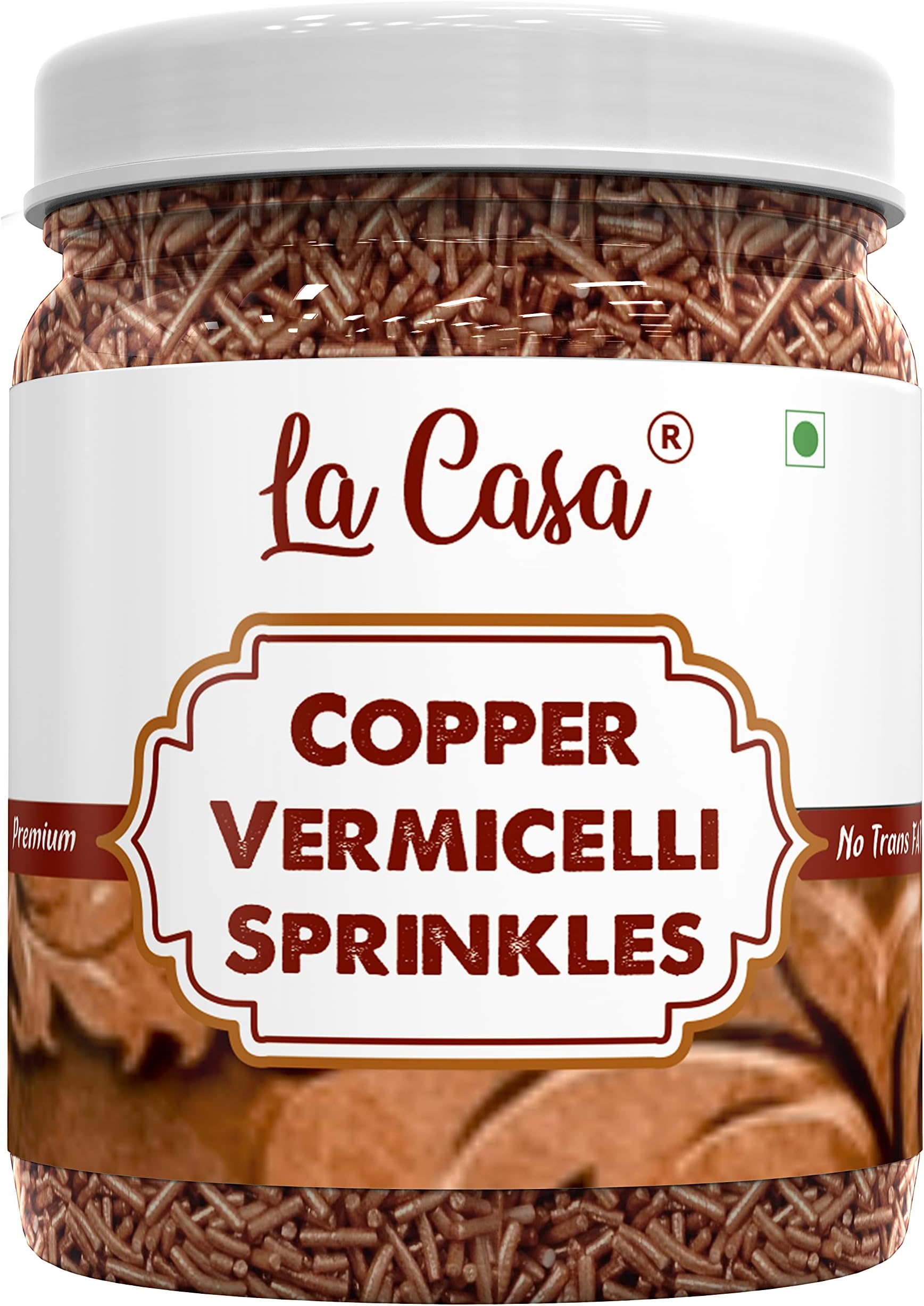 La Casa Metallic Copper Vermicelli Sprinkles | Ideal for Cake Decoration & Garnishing | 200g |