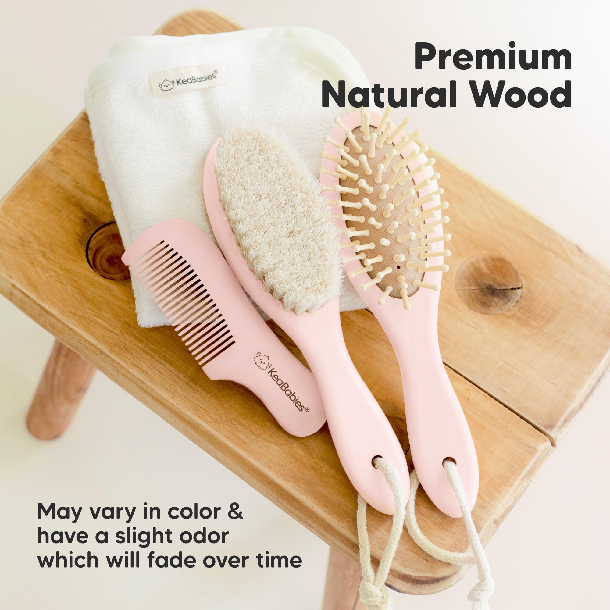 Cepillo del pelo del bebé - Cepillo del bebé con las cerdas suaves de la cabra, Cepillo del casquillo de la cuna, Producto perfecto del cuidado del cuero cabelludo para el bebé (Blush, Oval)