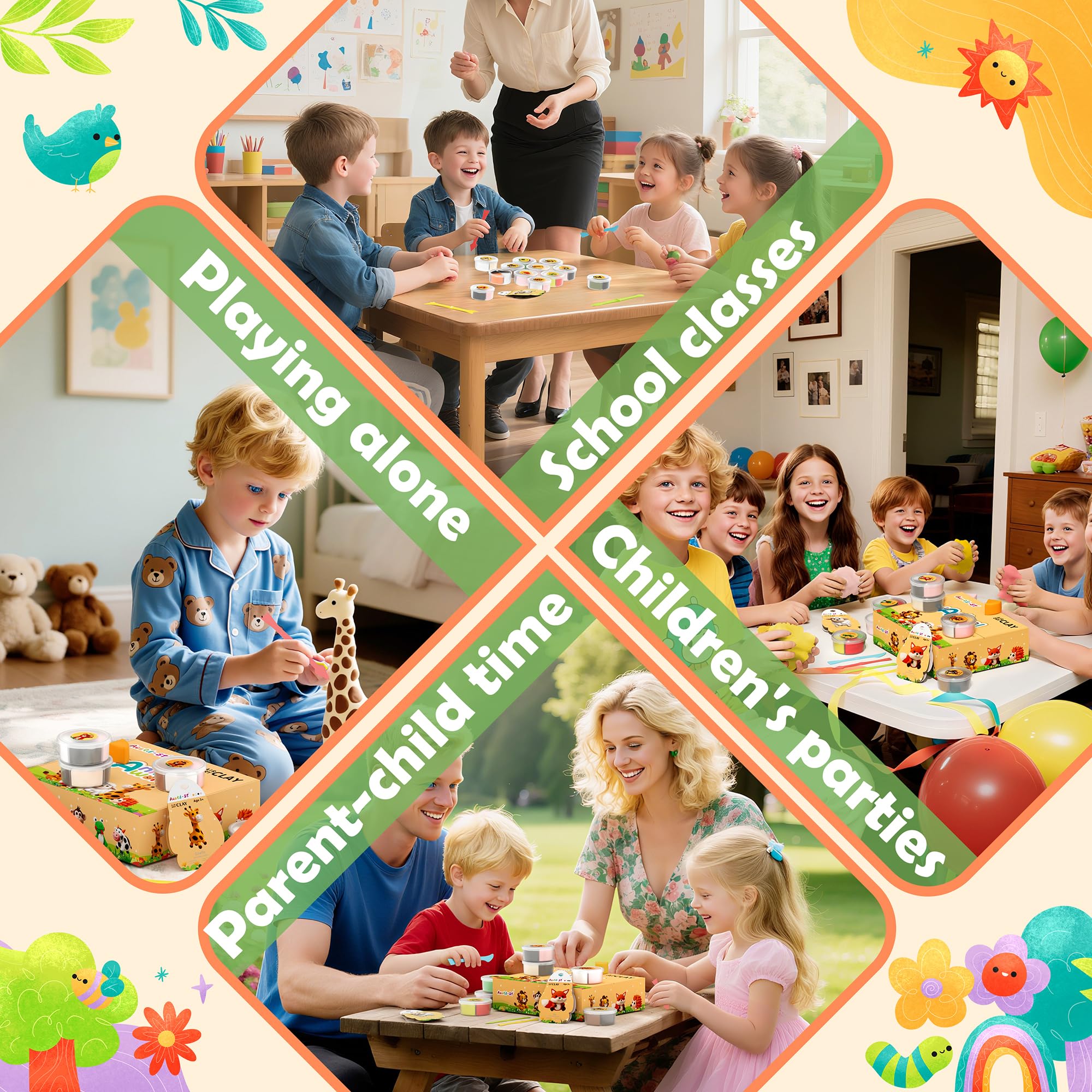 Air Dry Clay Kit - Animal Theme, Modeling Clay for Kids, DIY Model Magic Clay with Sculpting Tools and Tutorials, 12 Boxes Molding Clay, Ultra Light, Soft & Non-Sticky, Arts and Crafts Gift for Kids