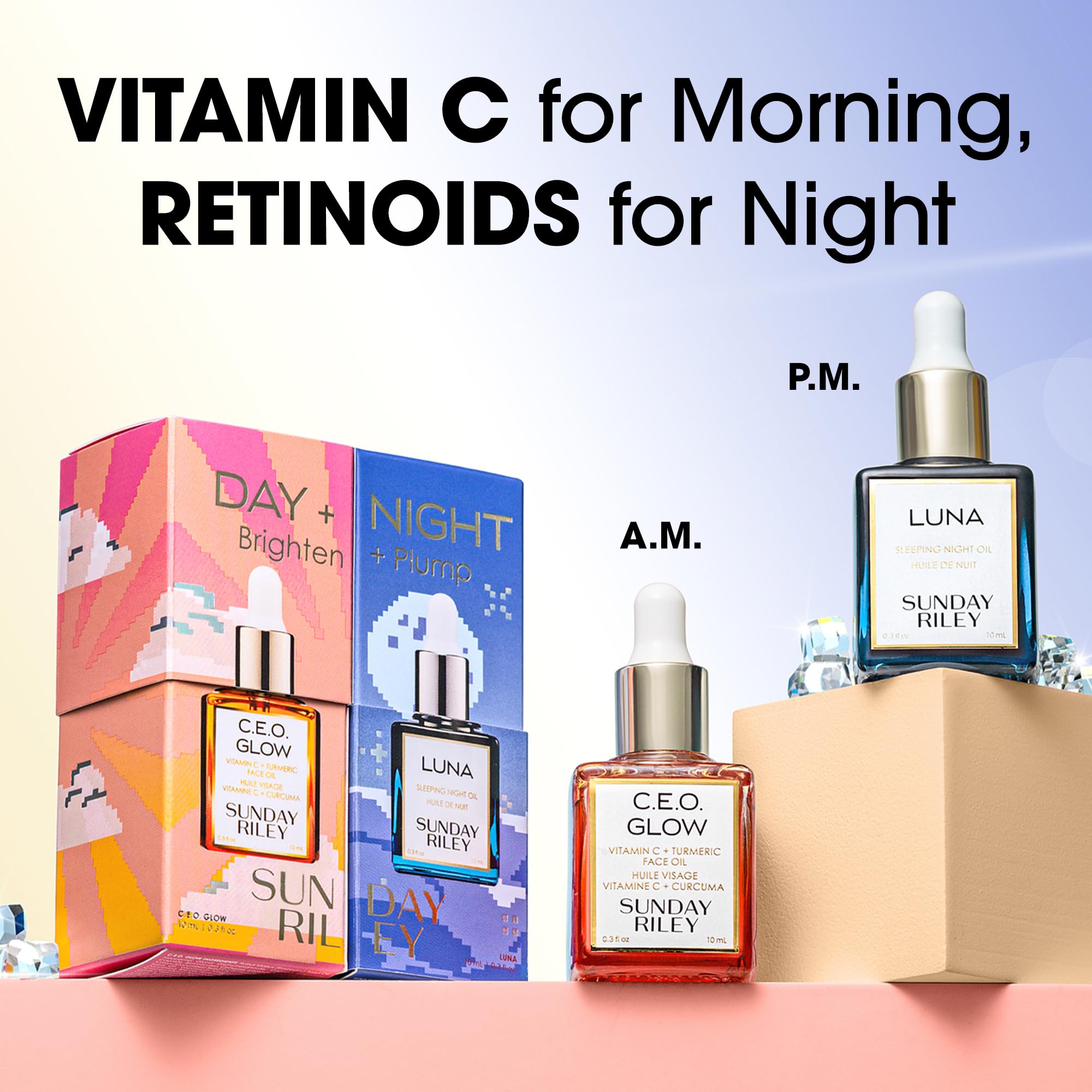 Sunday Riley Day + Night Brighten + Plump Set